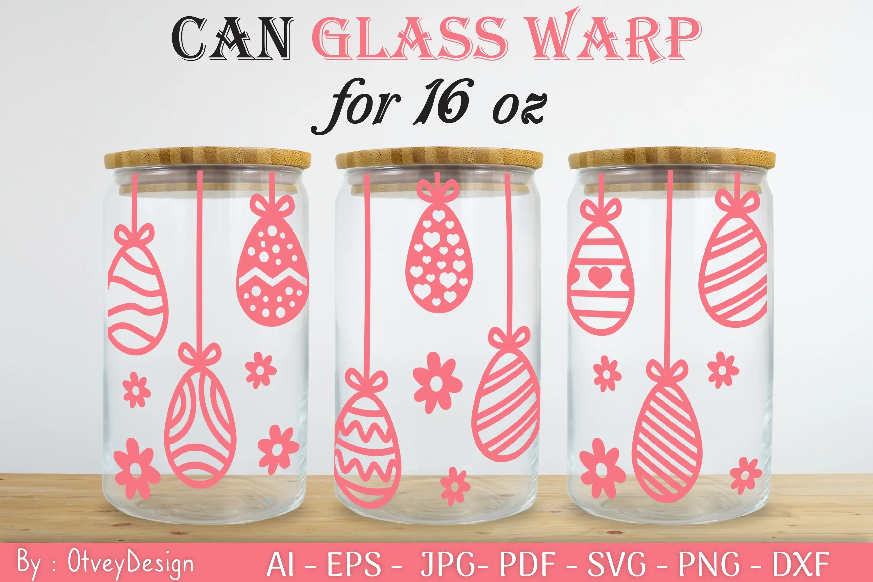 Happy Easter Day 16oz Can Glass Wrap SVG Bundle - Image 2