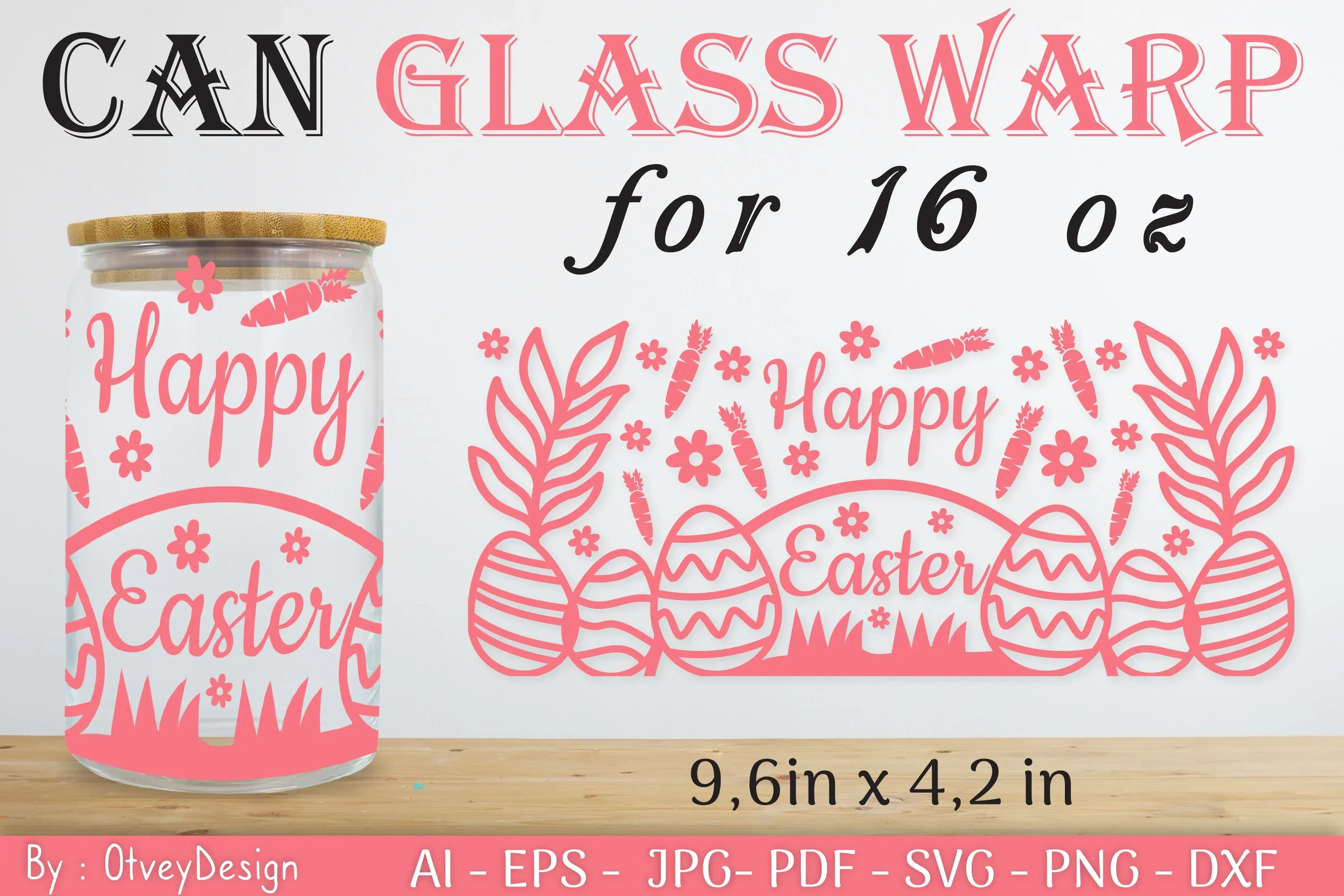 Happy Easter Day 16oz Can Glass Wrap SVG Bundle - Image 2