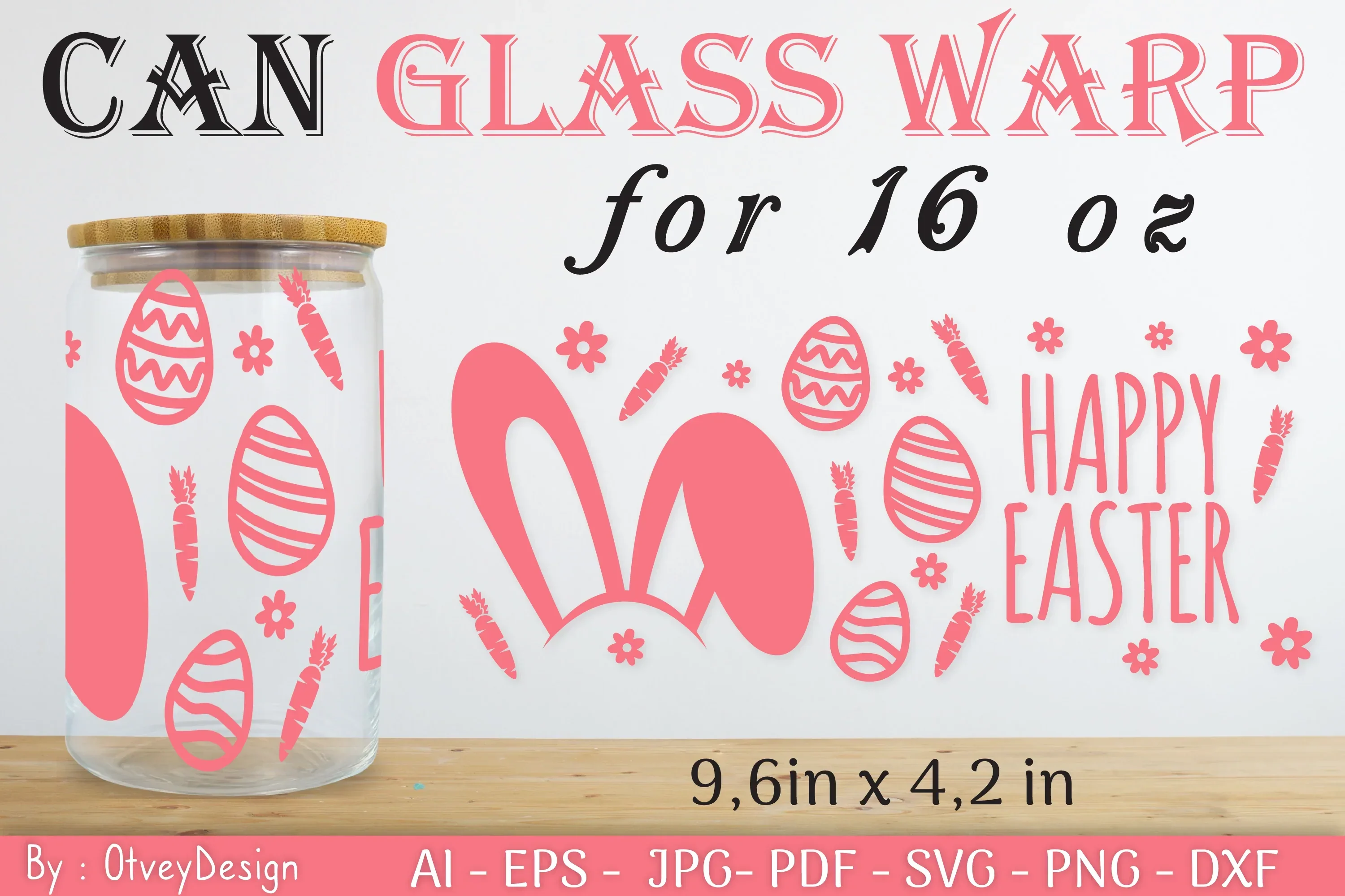 Happy Easter Day 16oz Can Glass Wrap SVG Bundle