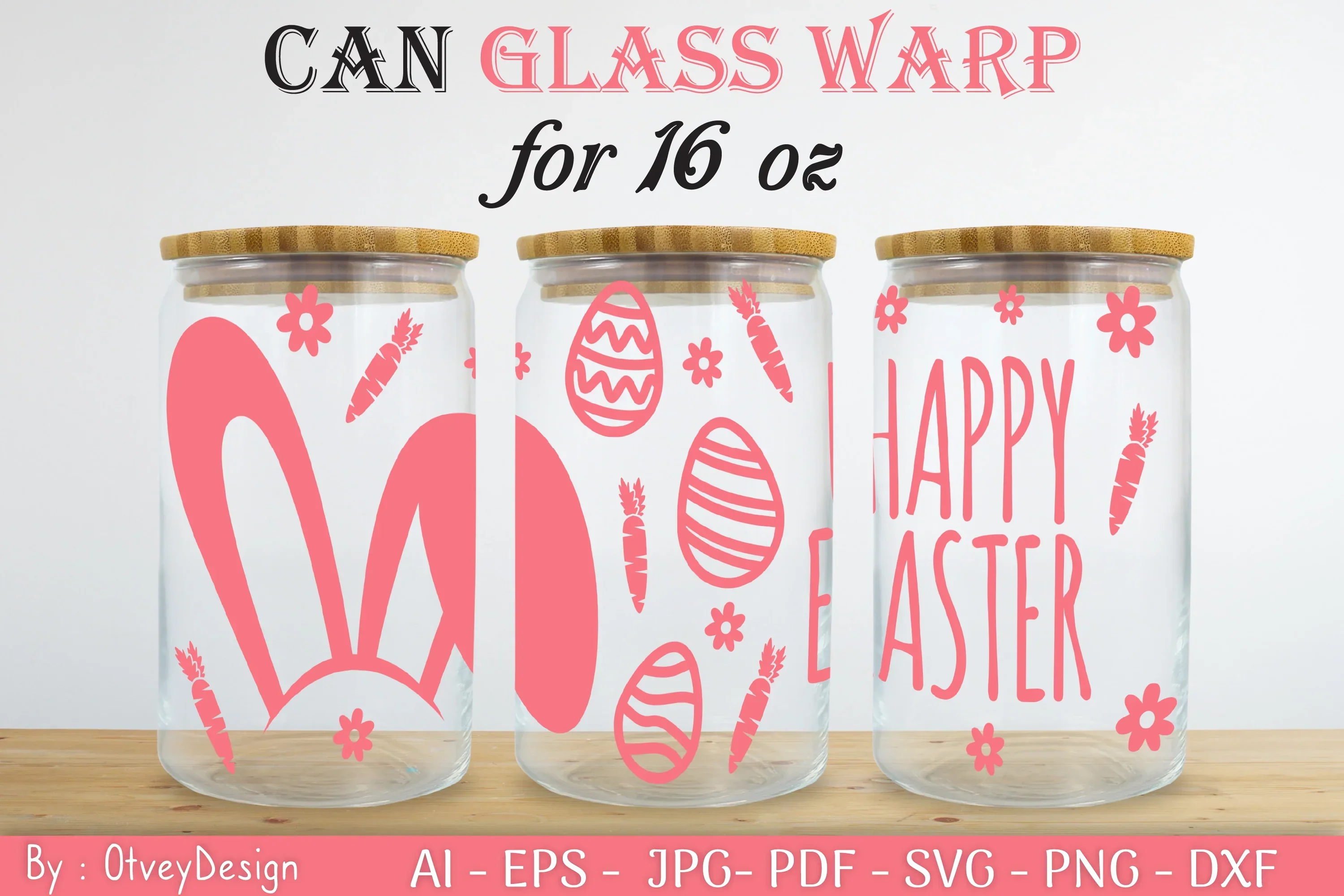 Happy Easter Day 16oz Can Glass Wrap SVG Bundle - Image 2
