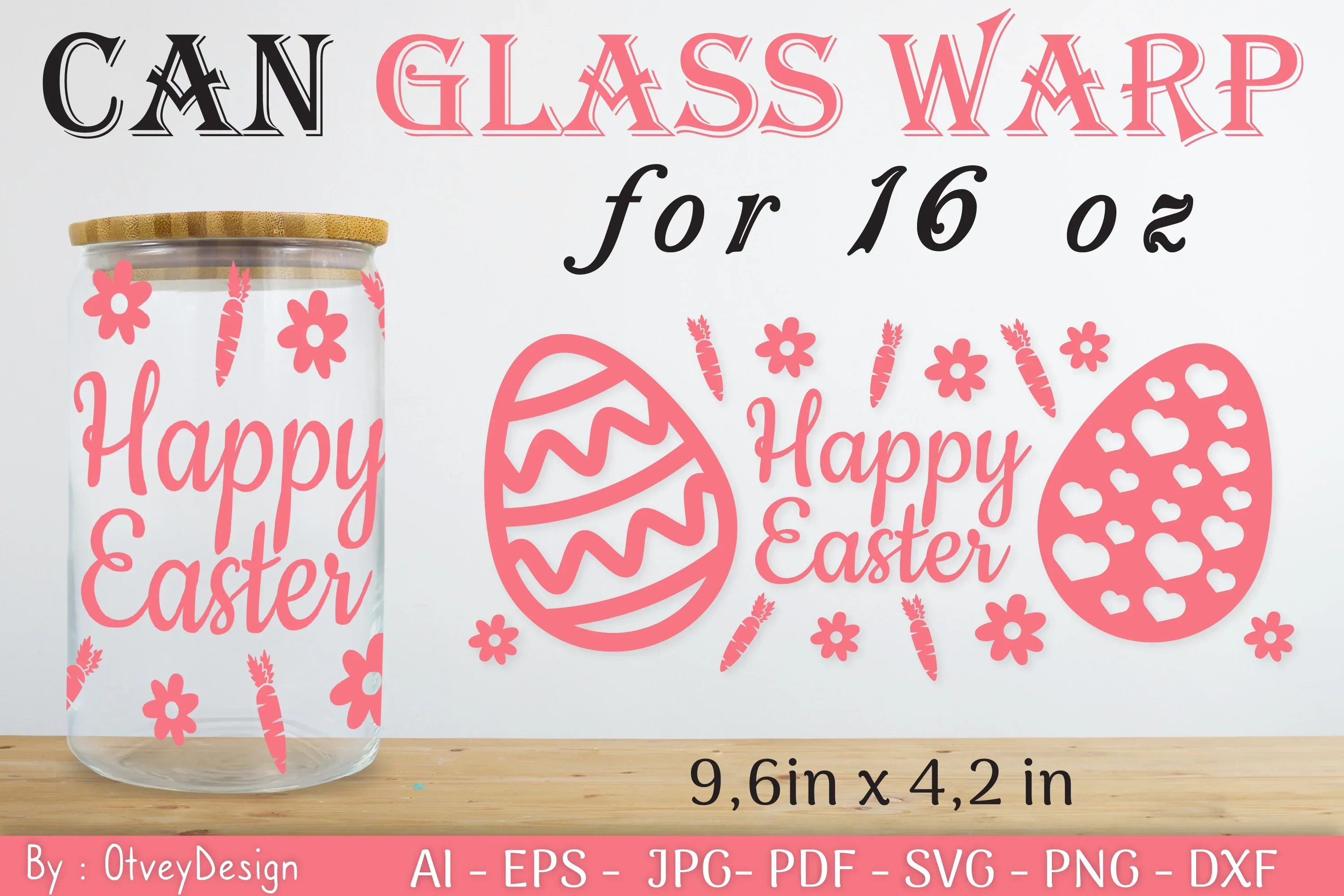 Happy Easter Day 16oz Can Glass Wrap SVG Bundle