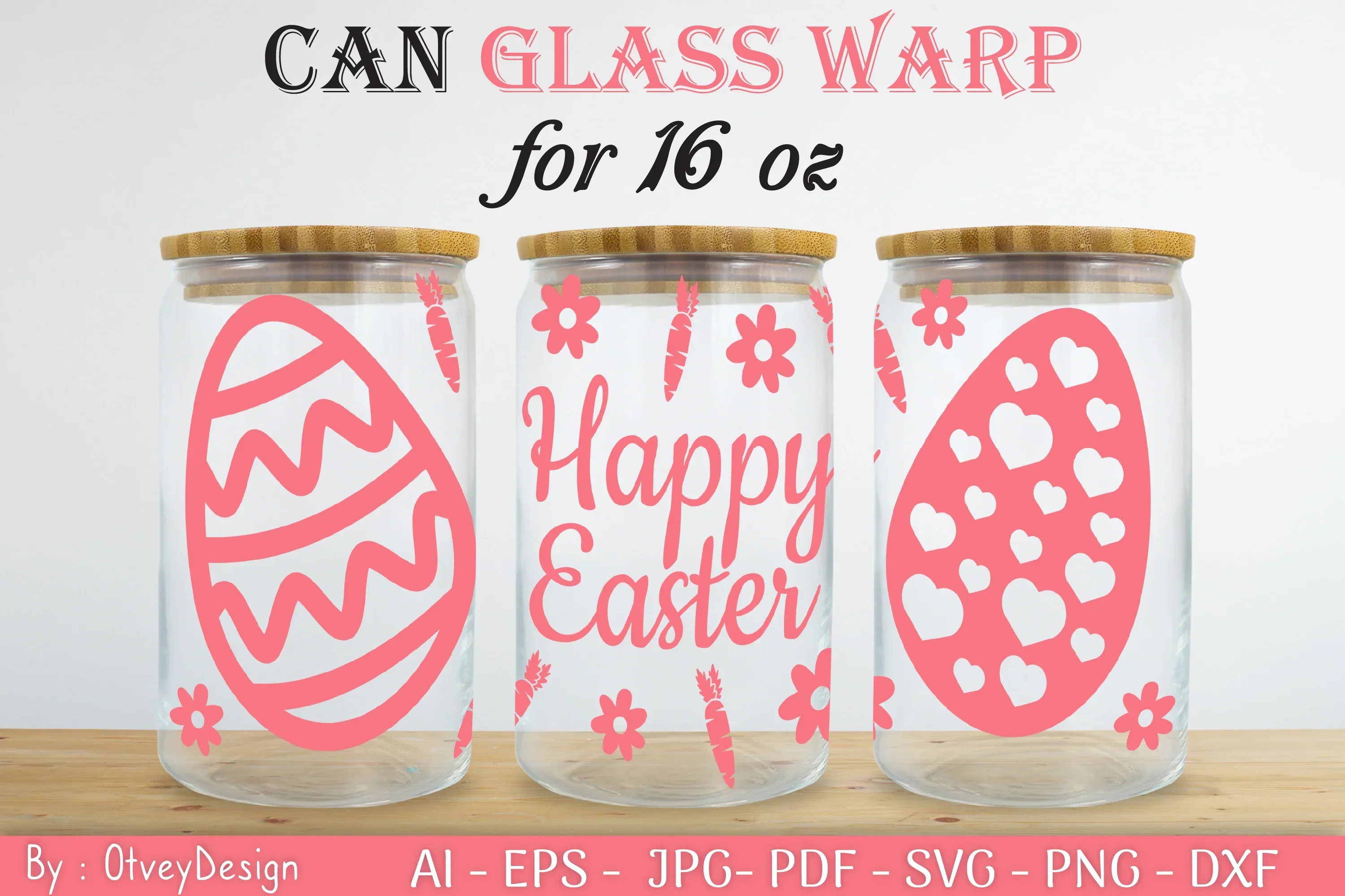 Happy Easter Day 16oz Can Glass Wrap SVG Bundle - Image 2