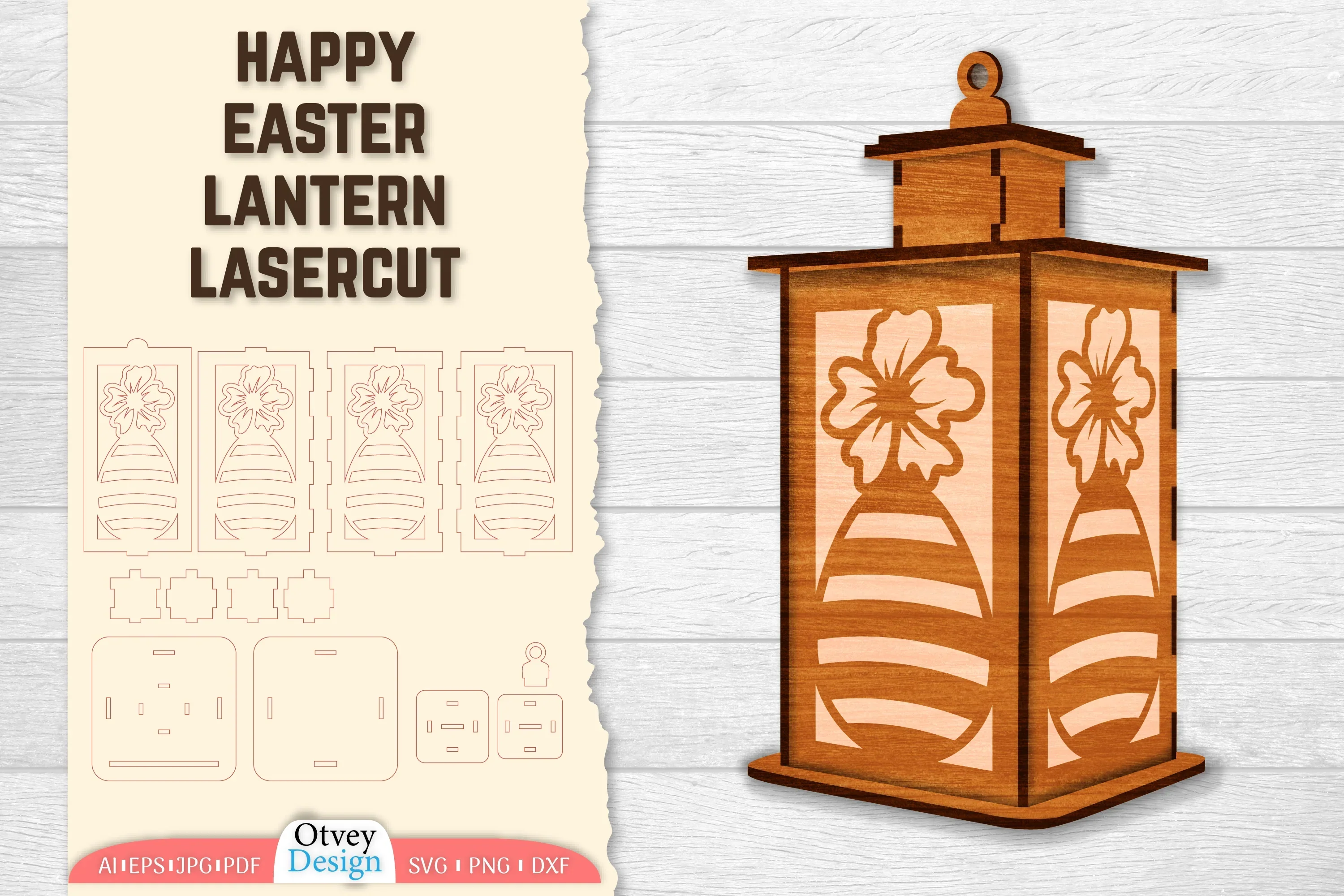 Happy Easter Lantern Lasercut SVG Bundle