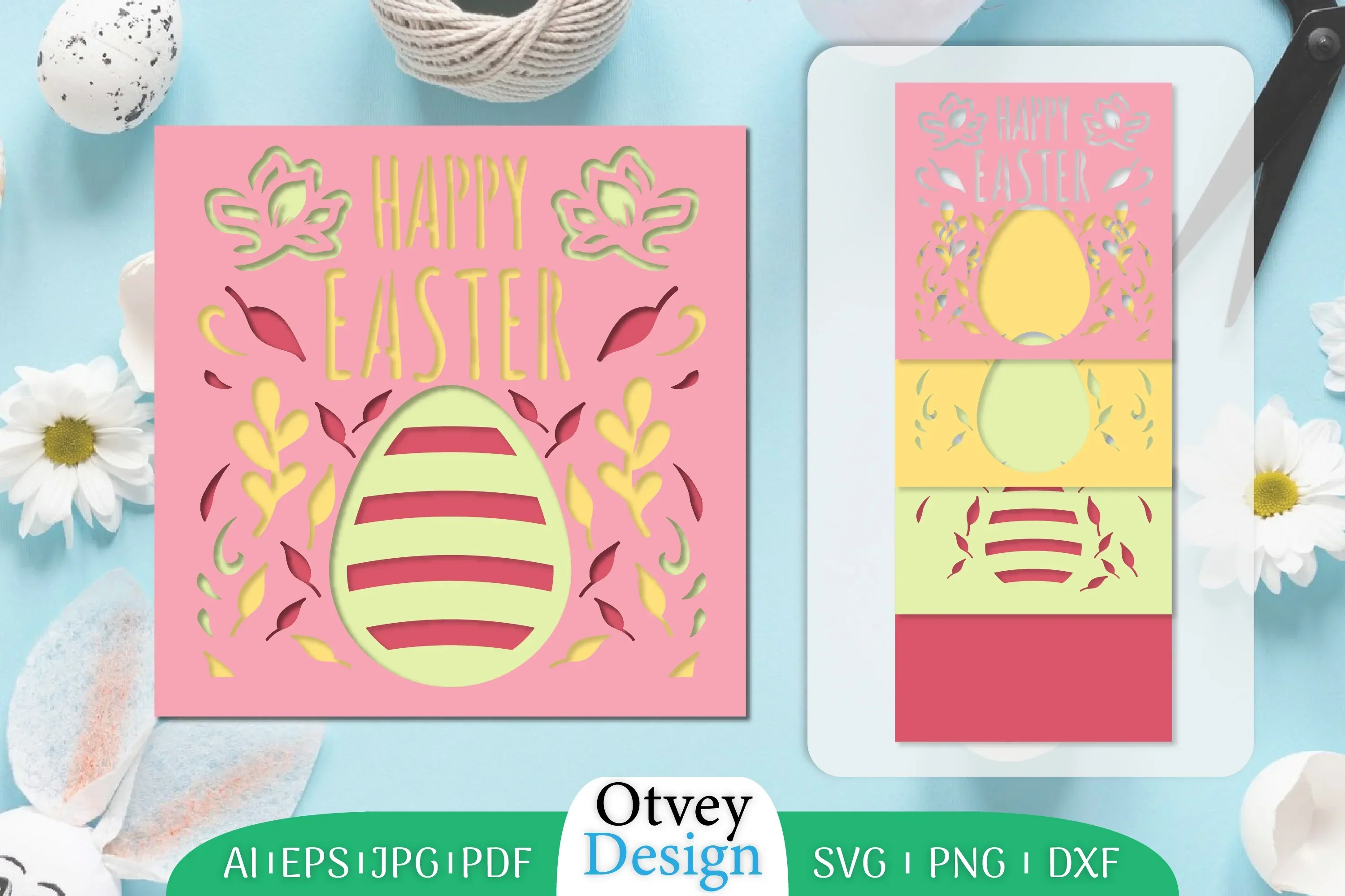 Happy Easter Layered Papercut SVG Bundle