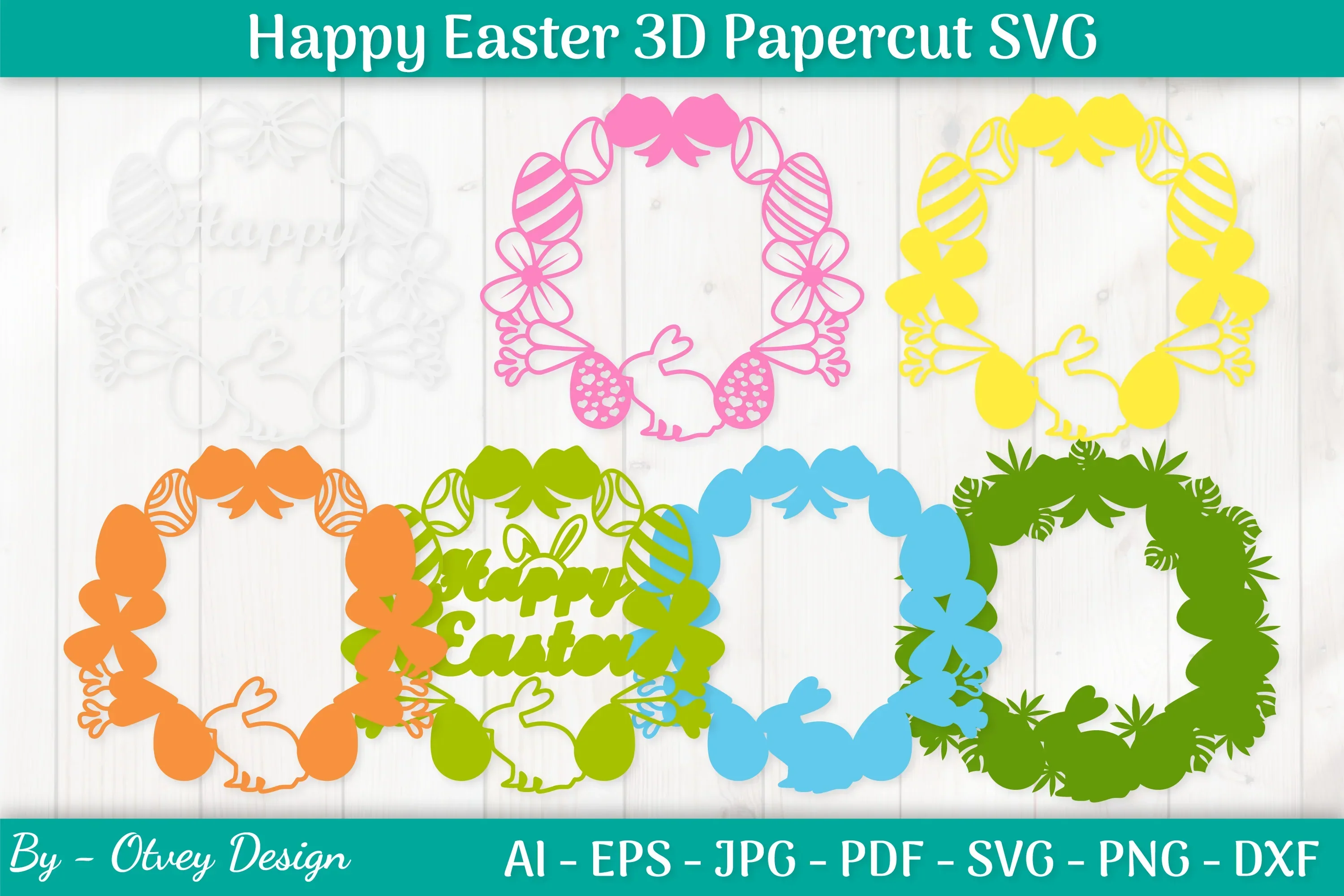 Happy Easter Papercut SVG Bundle - Image 2