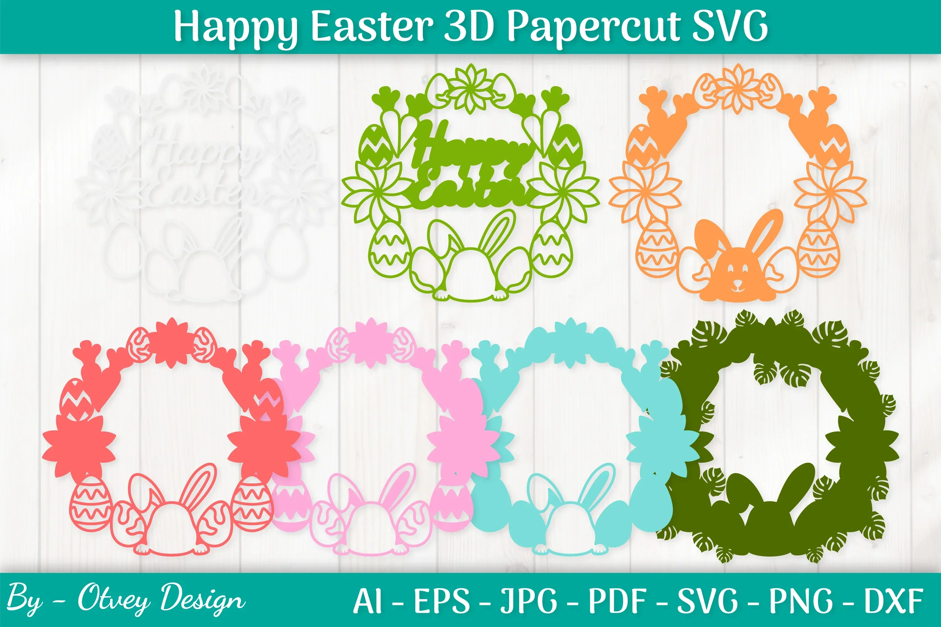 Happy Easter Papercut SVG Bundle - Image 2
