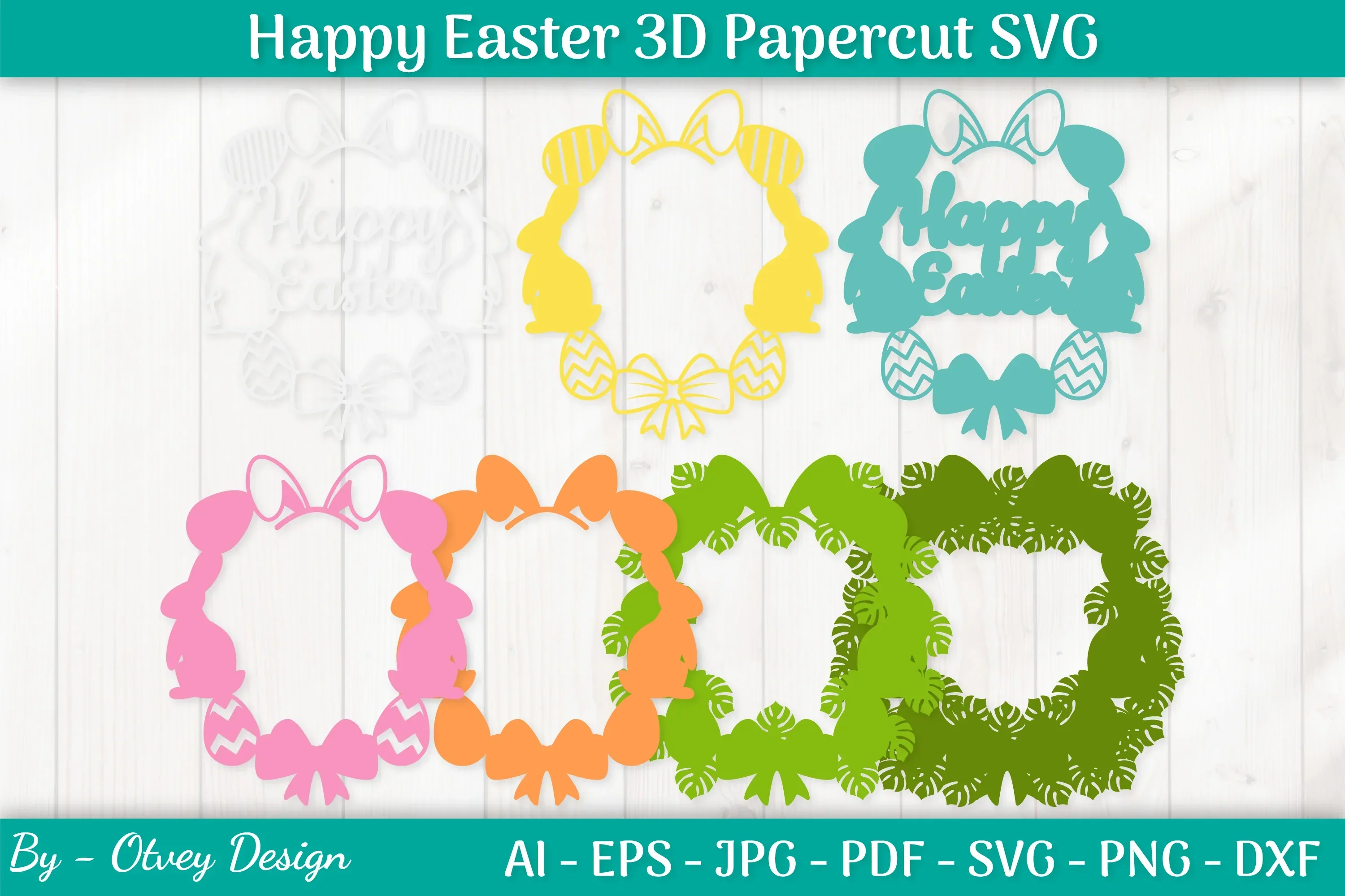 Happy Easter Papercut SVG Bundle - Image 2
