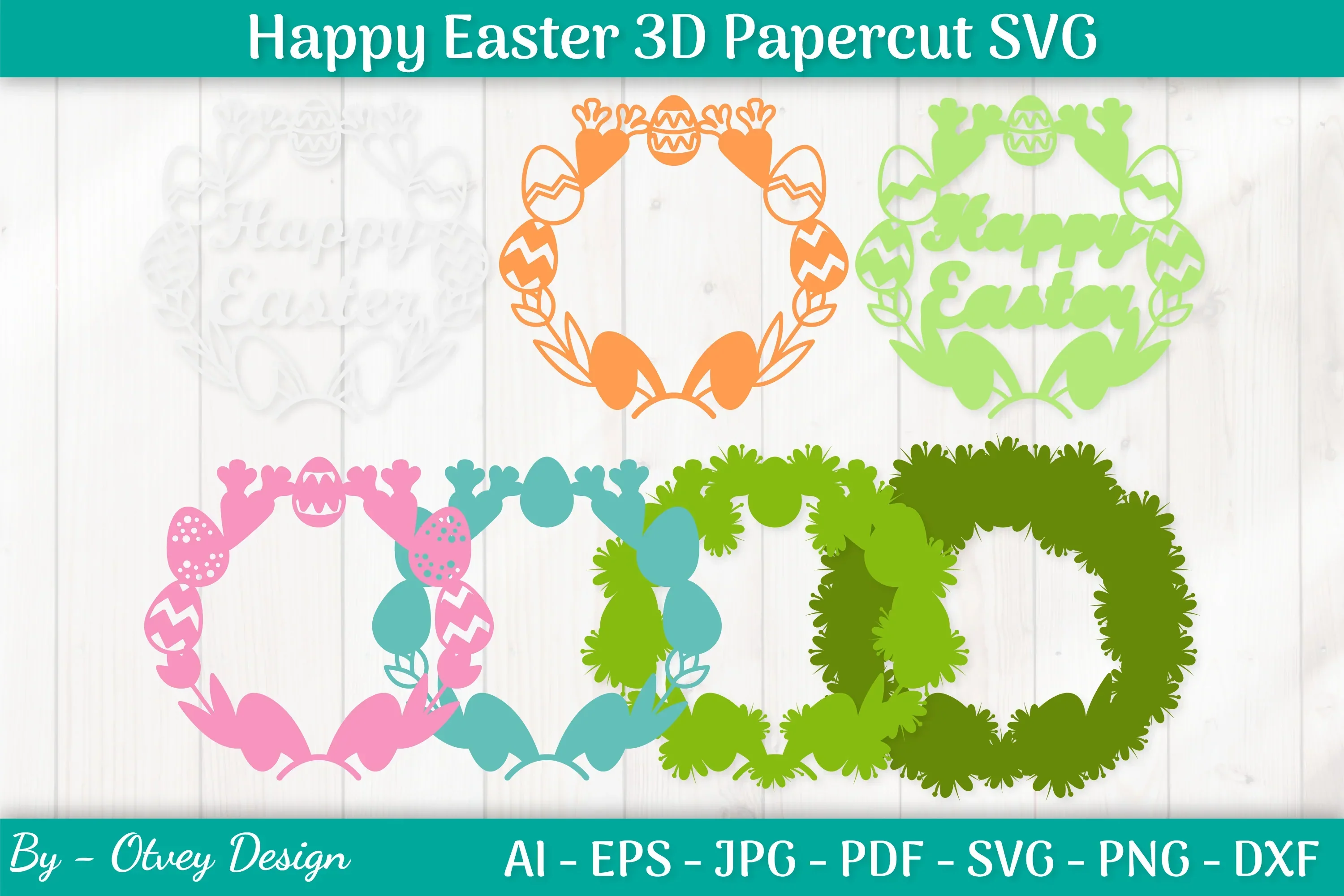 Happy Easter Papercut SVG Bundle - Image 2