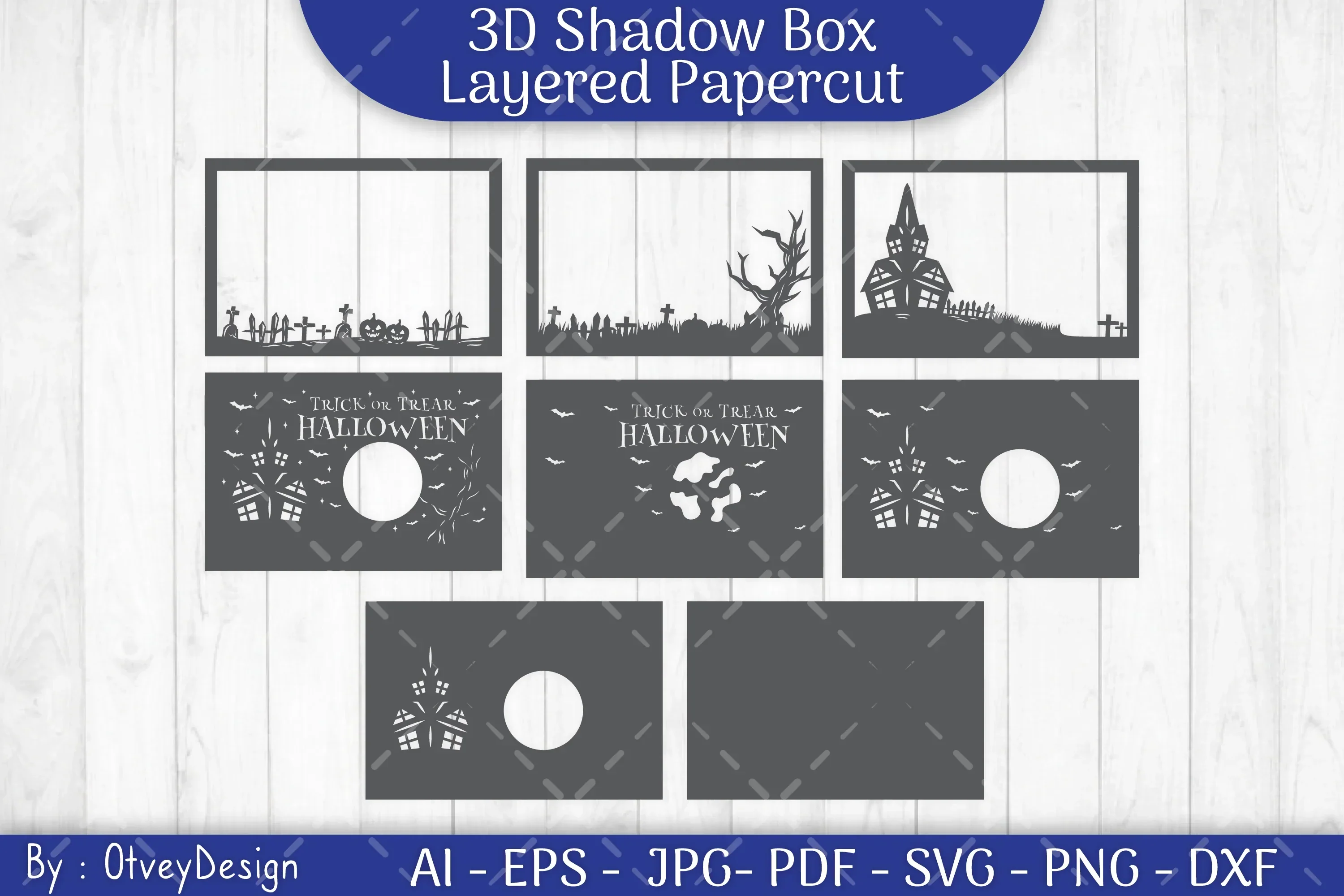 Happy Halloween 3D Shadowbox Layered Papercut SVG Bundle - Image 3