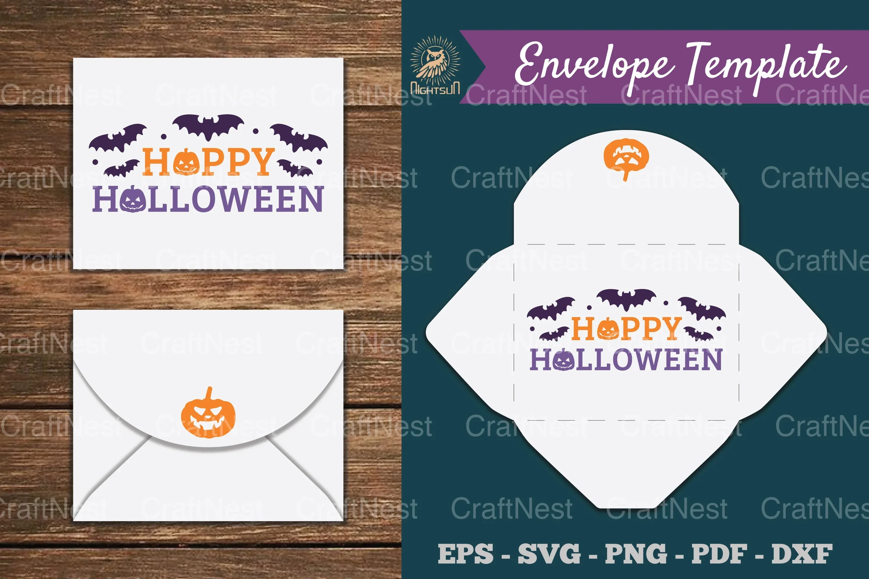 Happy Halloween Envelope Template Clipart Bundle