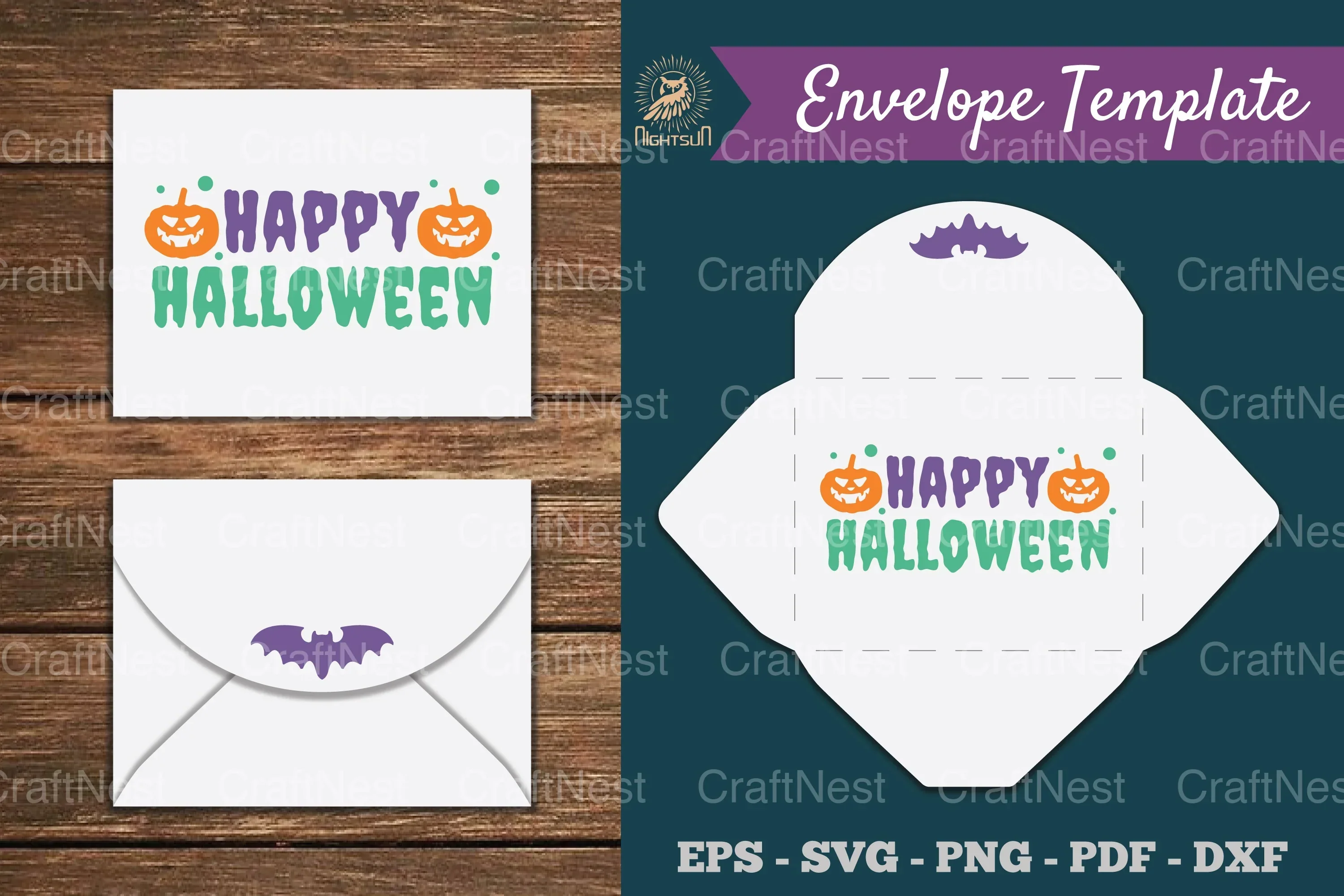 Happy Halloween Envelope Template Clipart Bundle