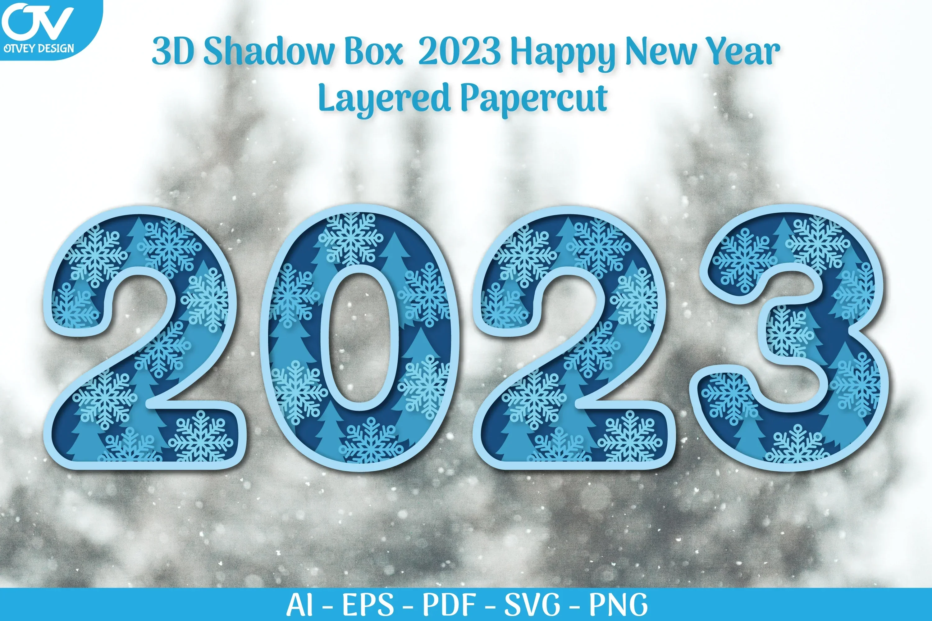 Happy New Year Snowflake 3D Layered SVG Bundle - Image 2