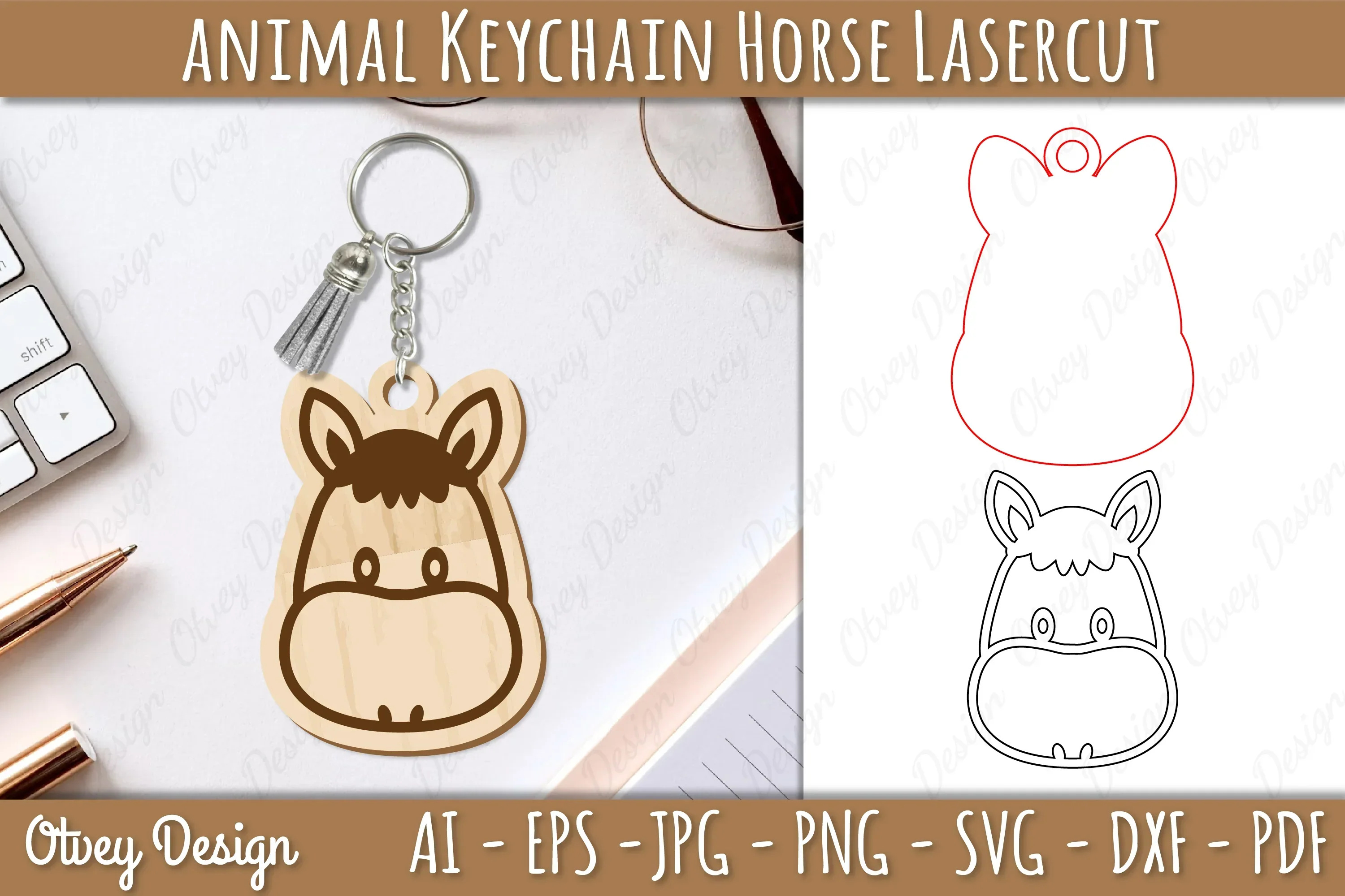 Head Animals Keychain SVG Bundle