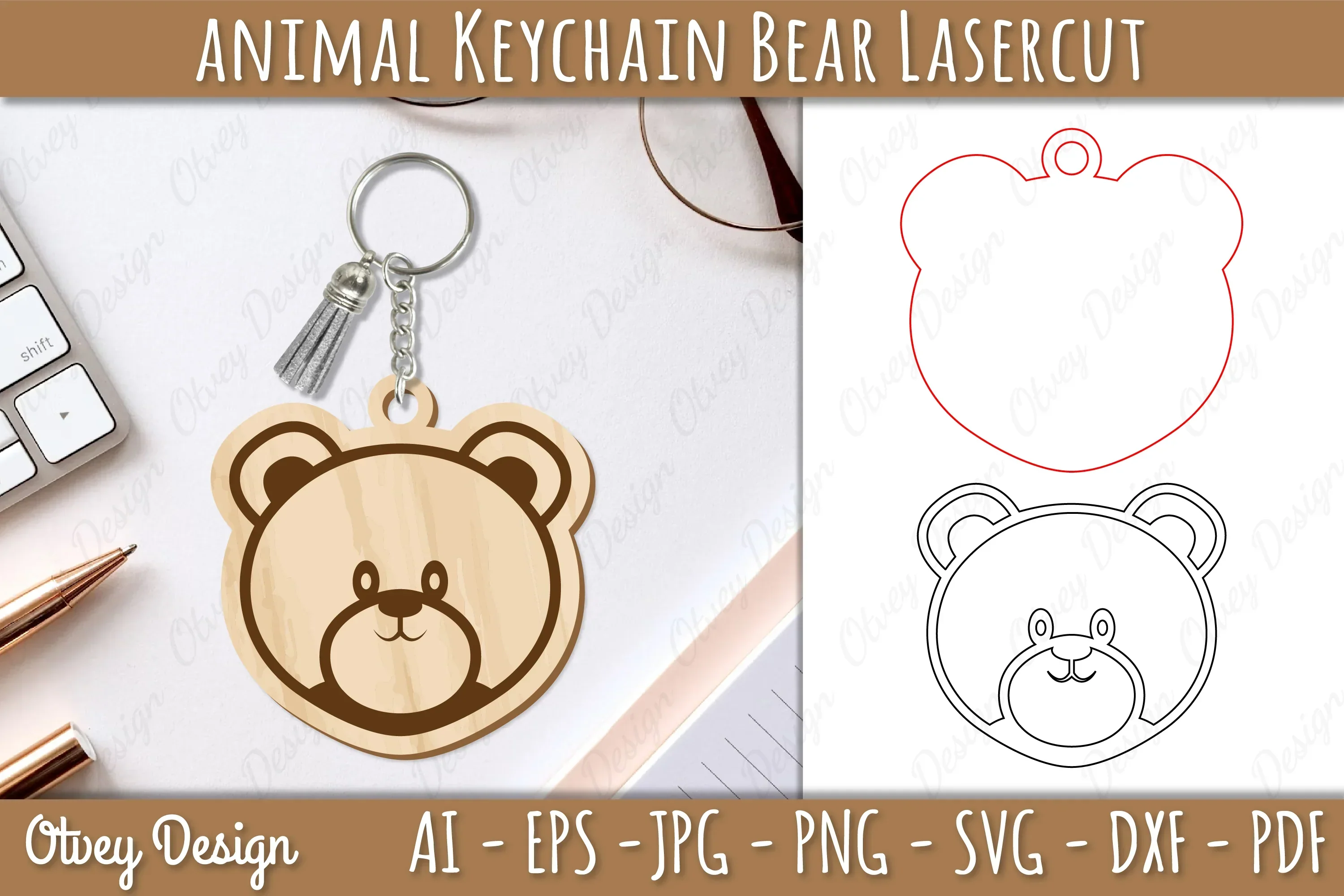 Head Animals Keychain SVG Bundle