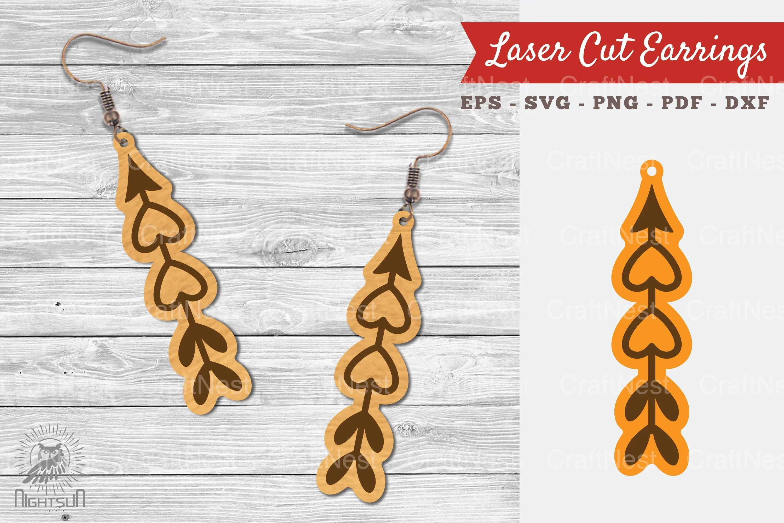 Heart Arrow Laser Cut Earrings SVG Bundle