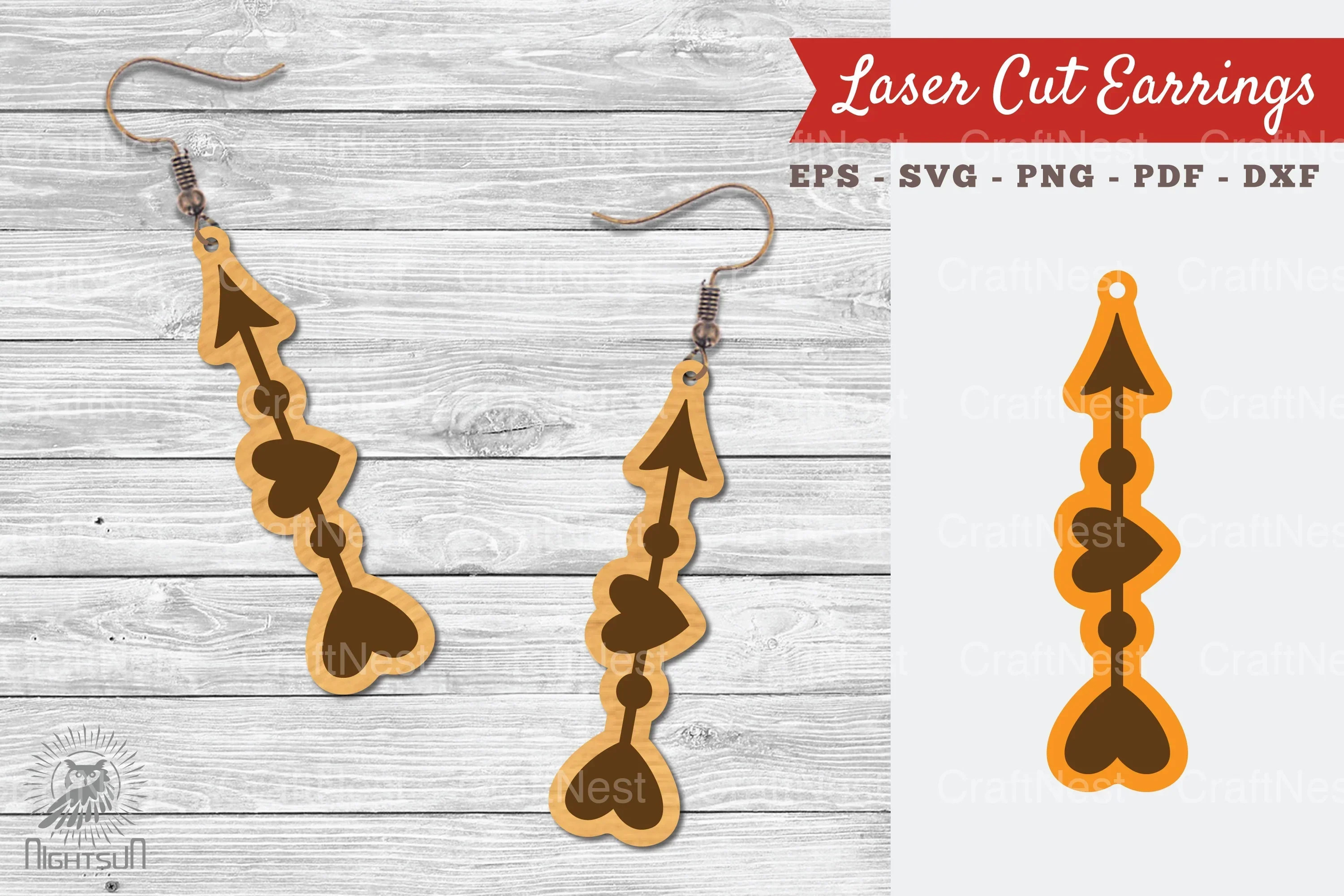 Heart Arrow Laser Cut Earrings SVG Bundle