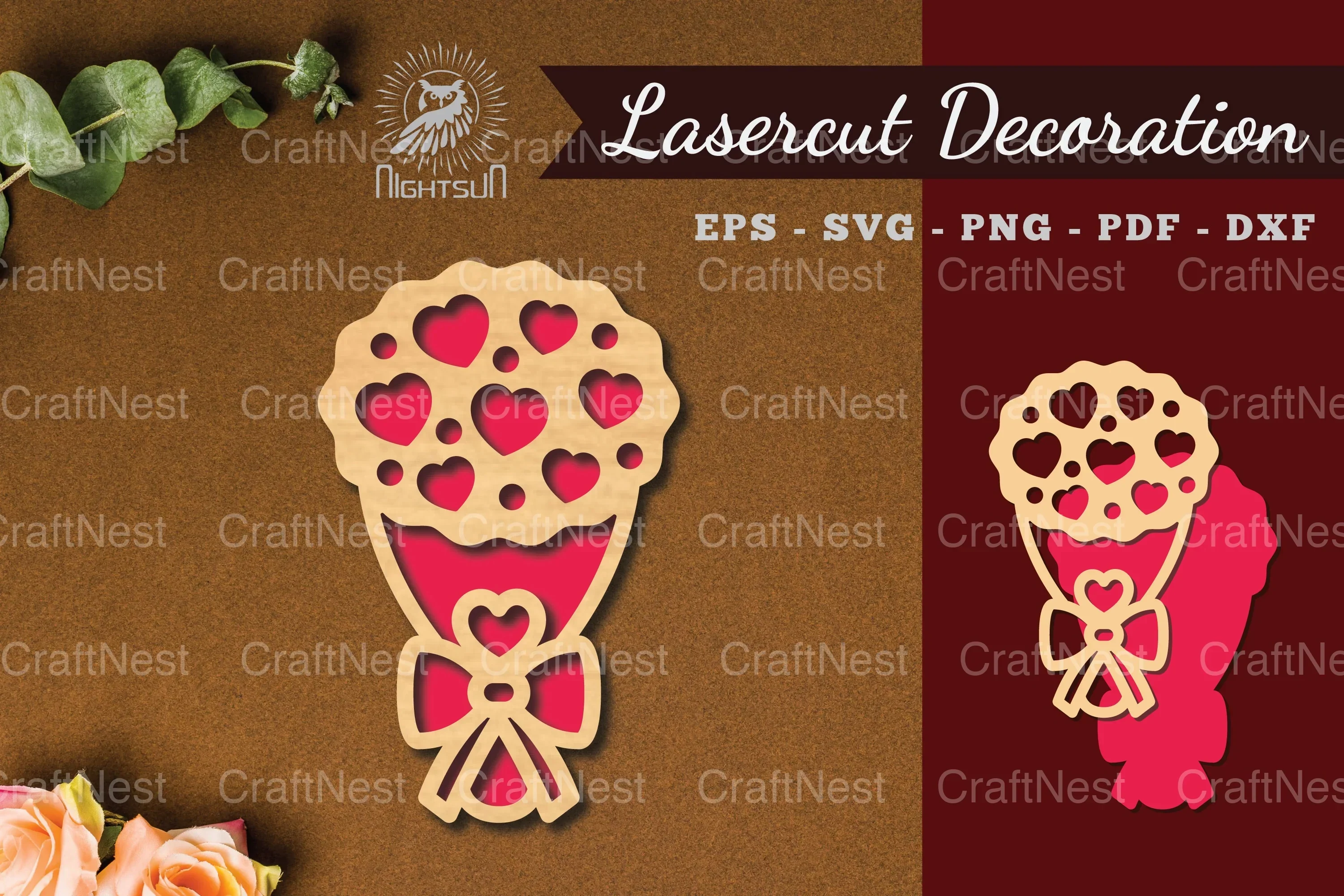 Heart Bouquet Laser Cut Decoration Bundle