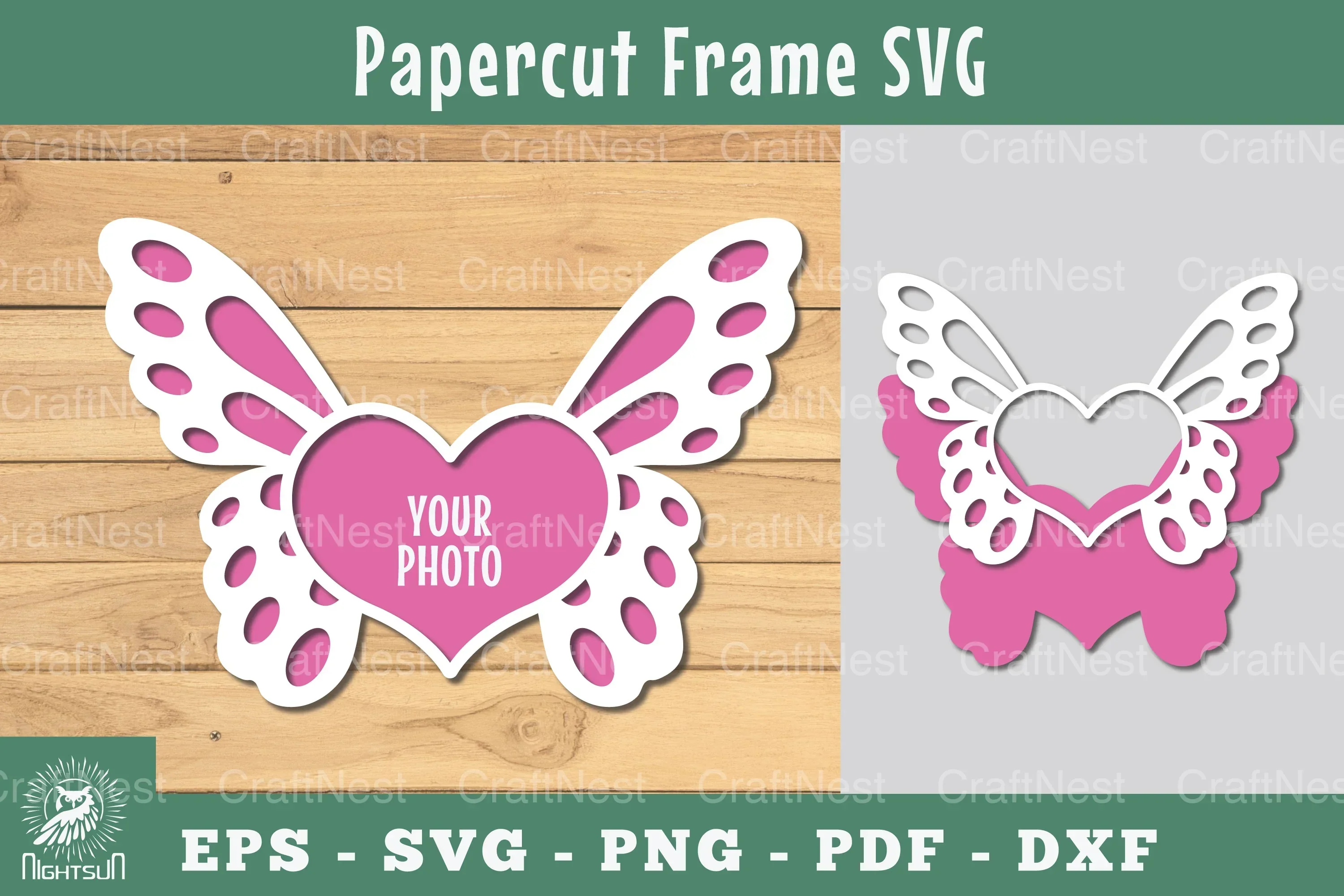 Heart Butterfly Papercut Frame SVG Bundle