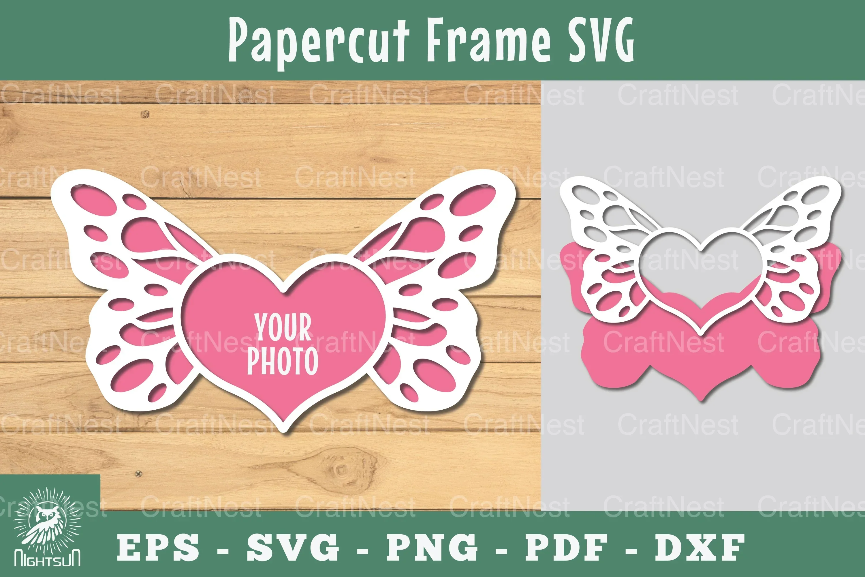 Heart Butterfly Papercut Frame SVG Bundle