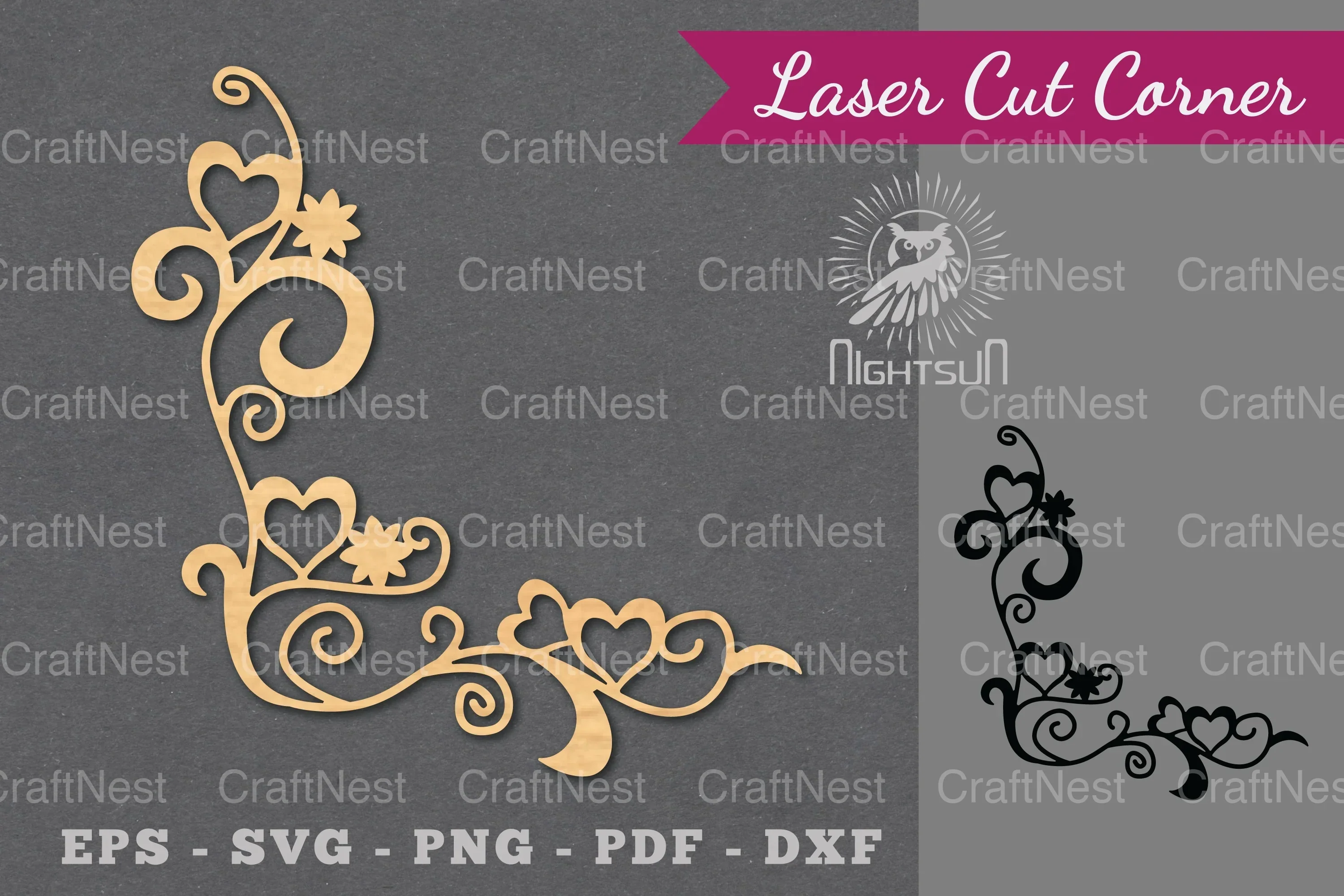 Heart Corner Laser Cut Design Bundle