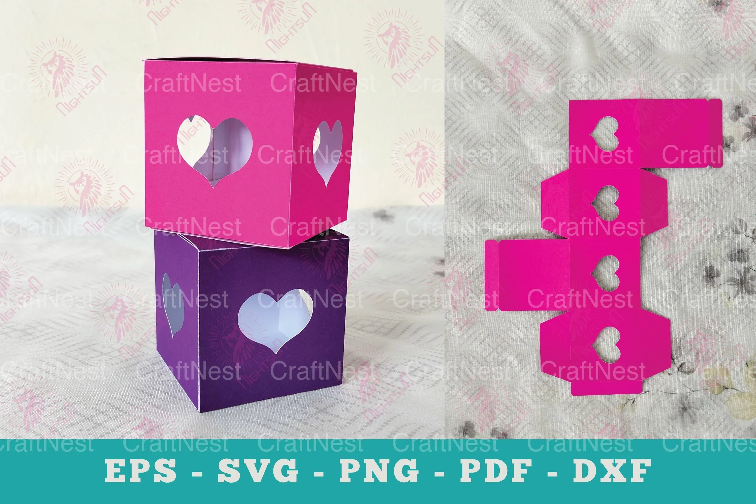 Heart Cube Box Papercut Craft Clipart Bundle