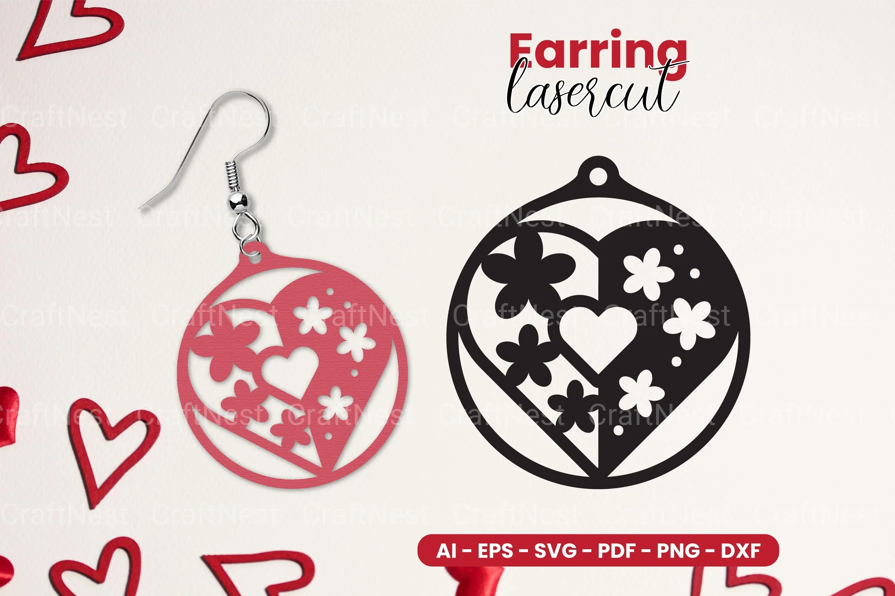 Heart Earring Laser Cut SVG Bundle Clipart