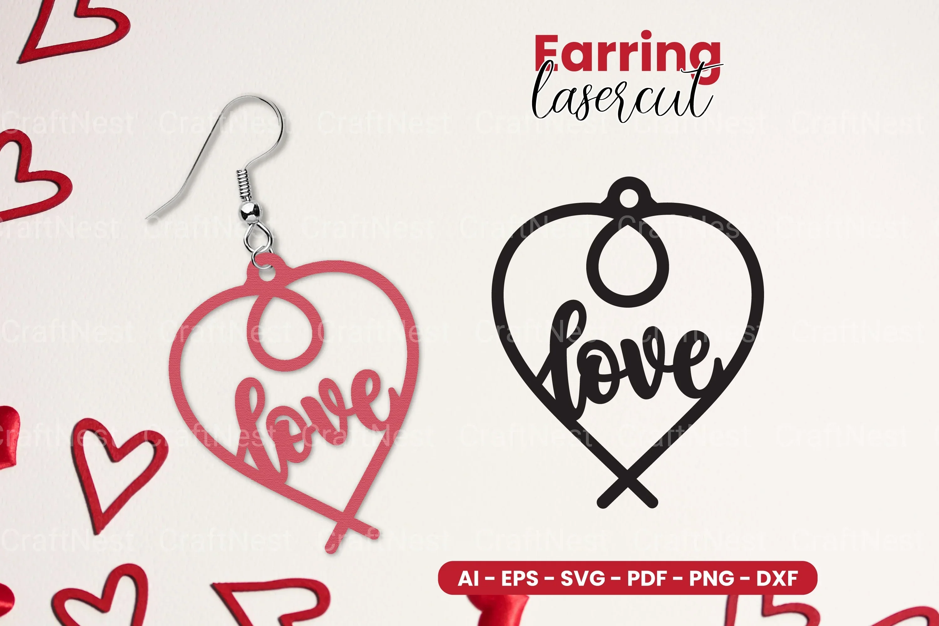 Heart Earring Laser Cut SVG Bundle Clipart
