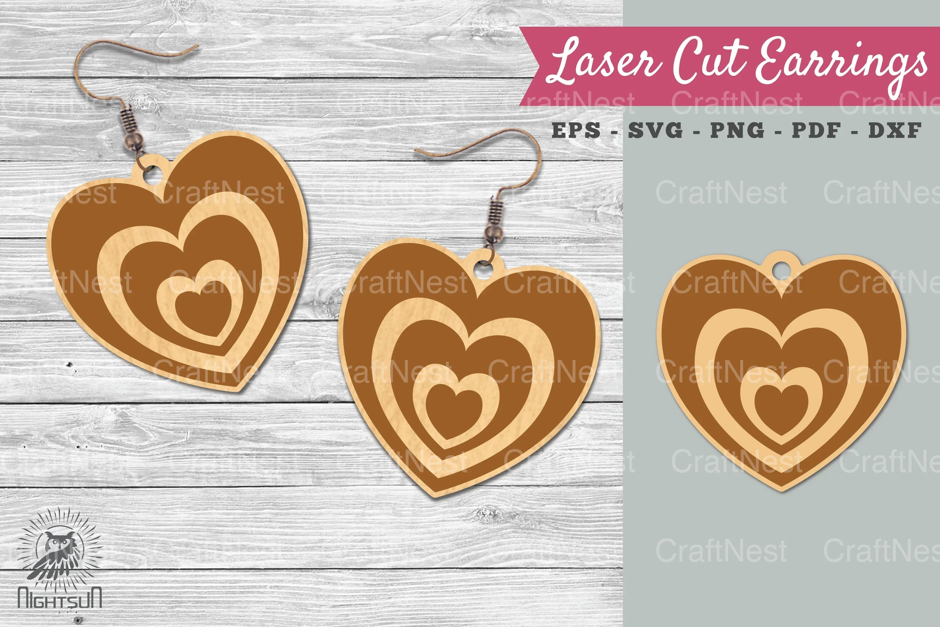 Heart Laser Cut Earrings SVG Bundle