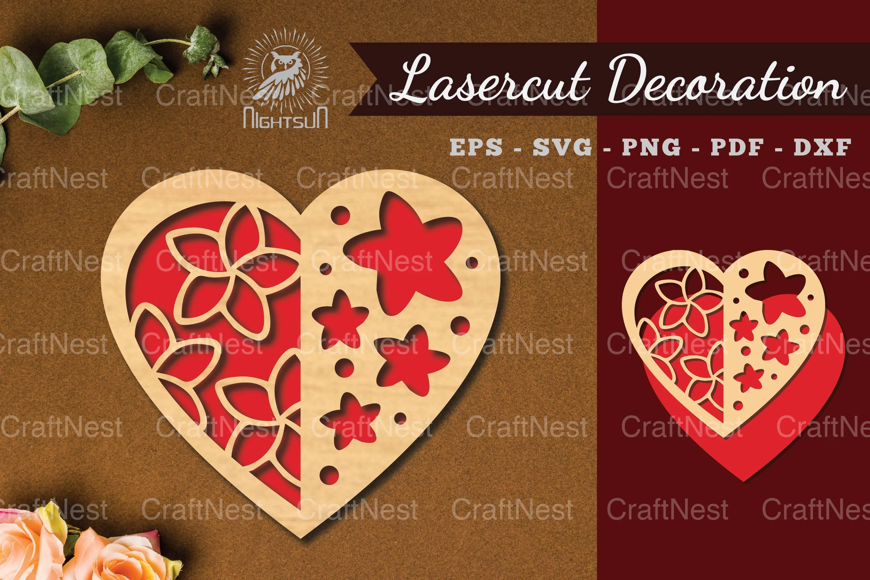 Heart Laser Cut Flower Decoration Clipart Bundle