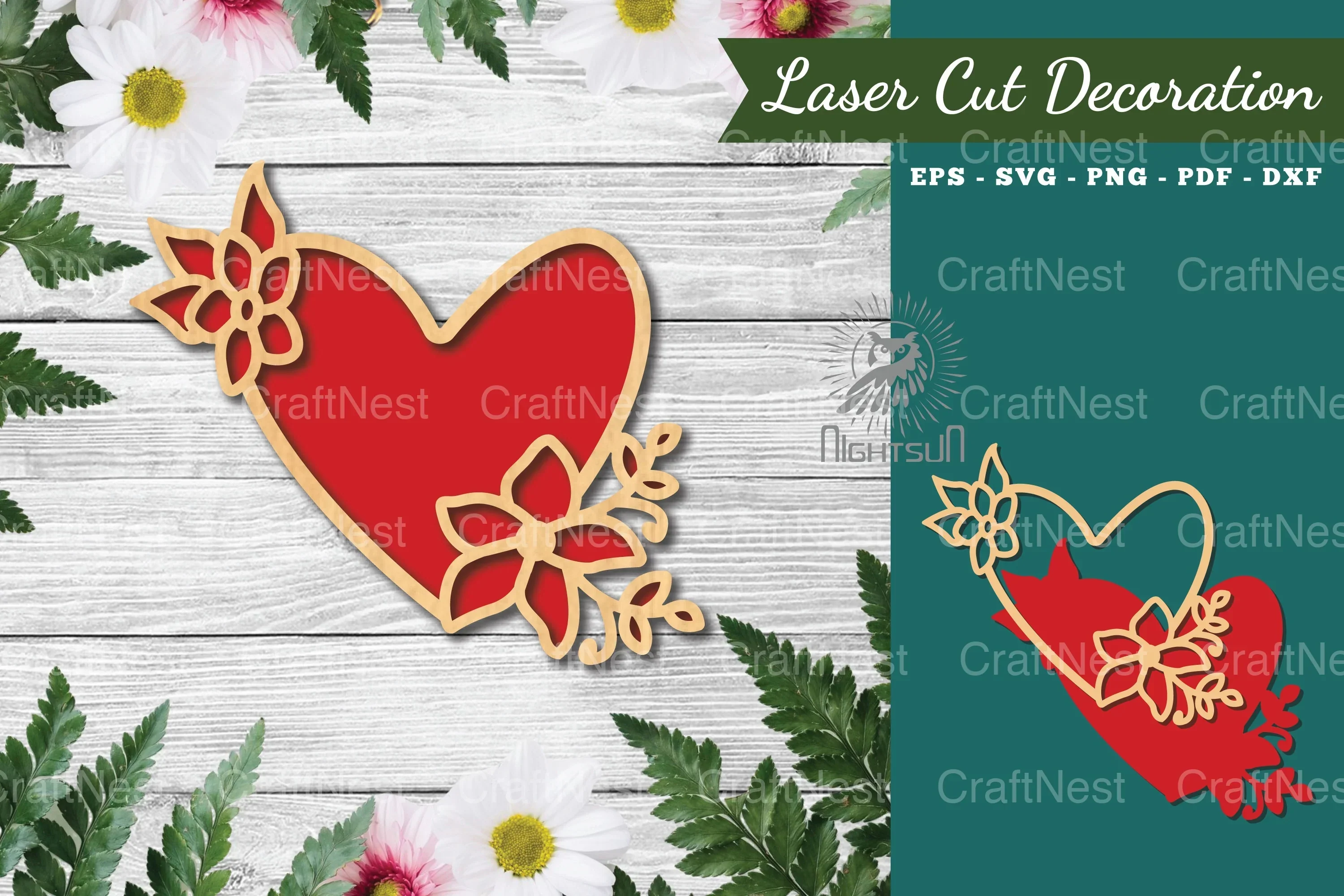 Heart Laser Cut Flowers Decoration Clipart Bundle