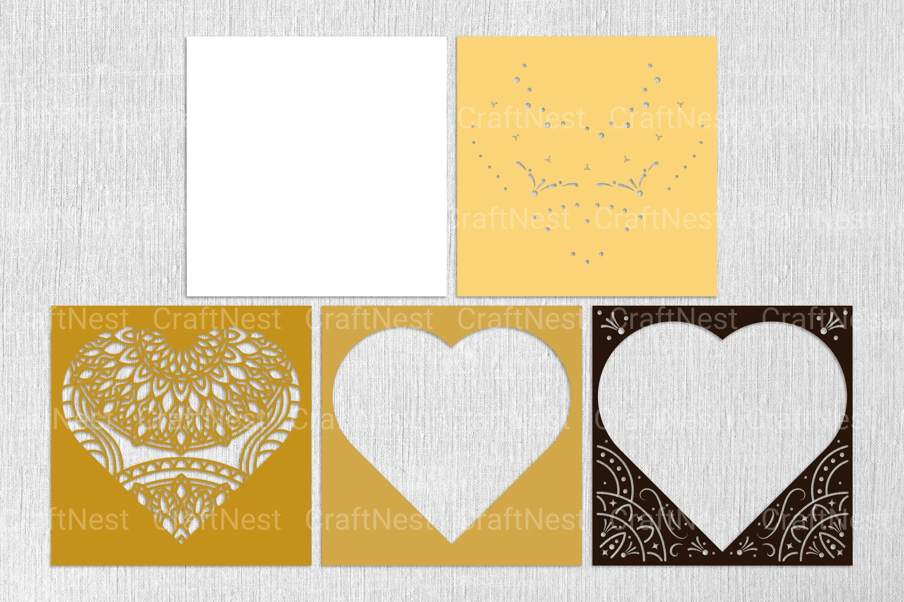 Heart Mandala 3D Layered Papercut Clipart Bundle