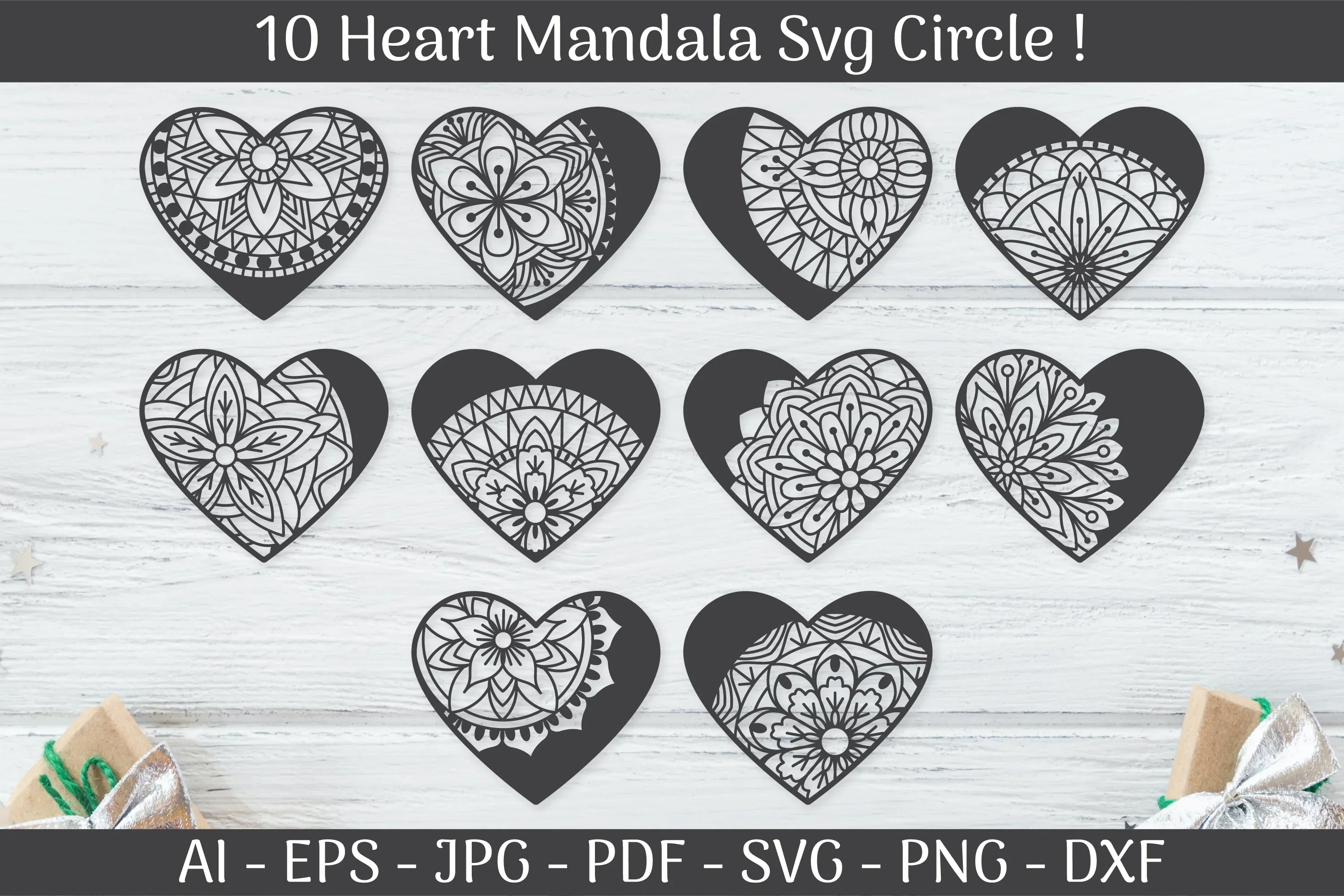 Heart Mandala Frame SVG Bundle