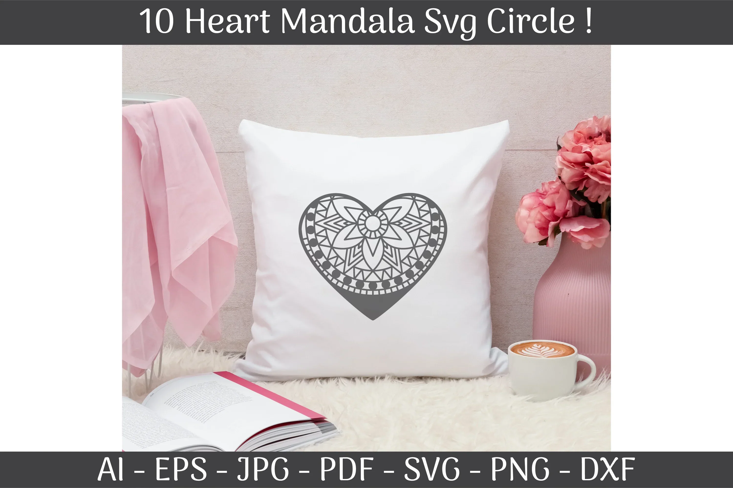 Heart Mandala Frame SVG Bundle - Image 3