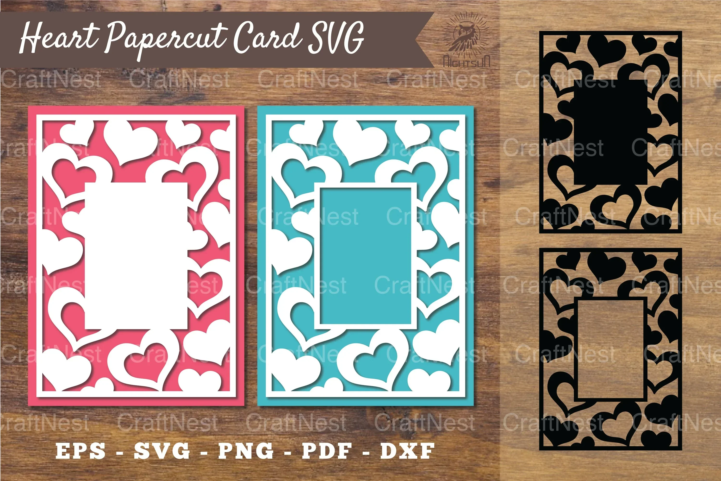 Heart Papercut Card SVG Bundle