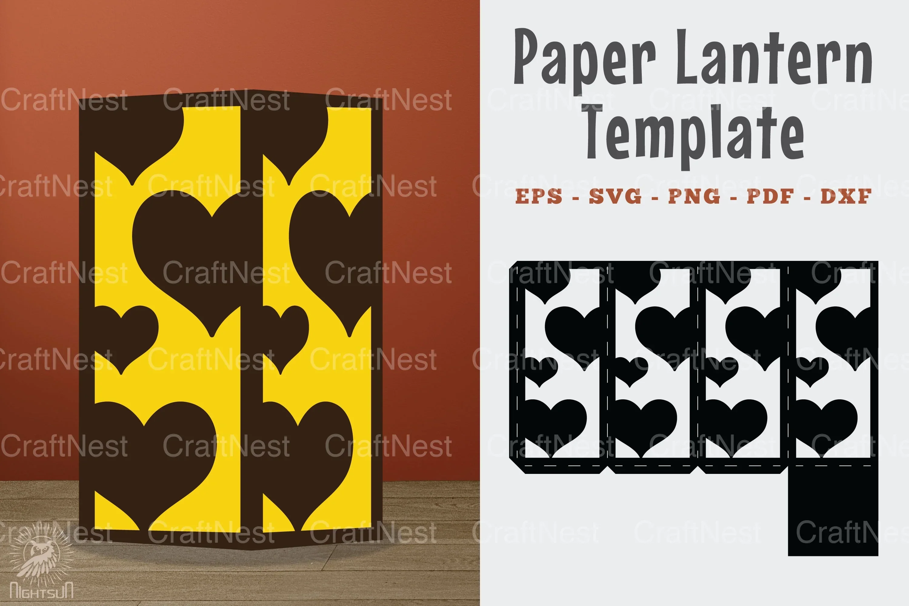 Heart Papercut Lantern Template - SVG Bundle