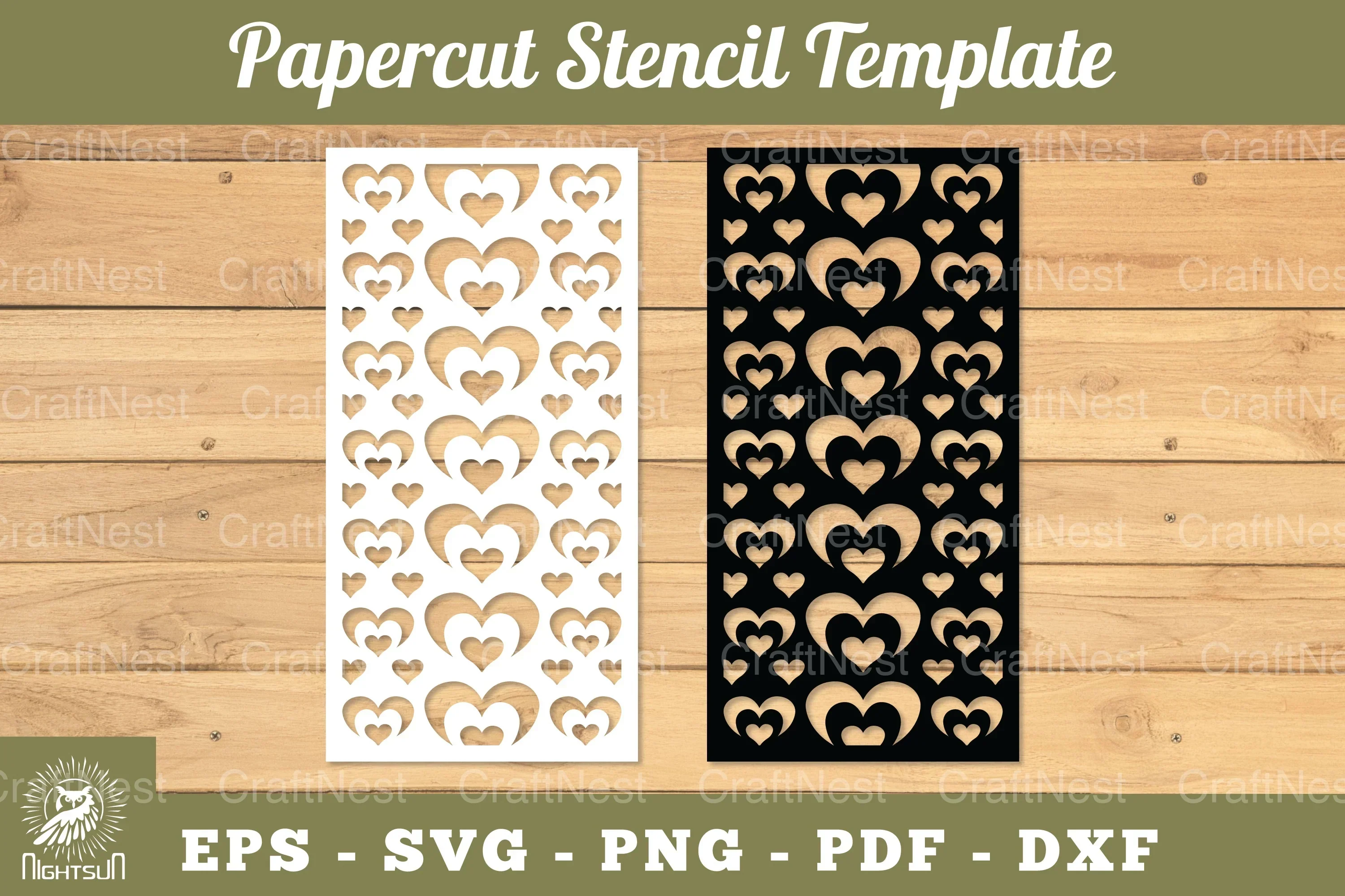 Heart Papercut Stencil Clipart Bundle