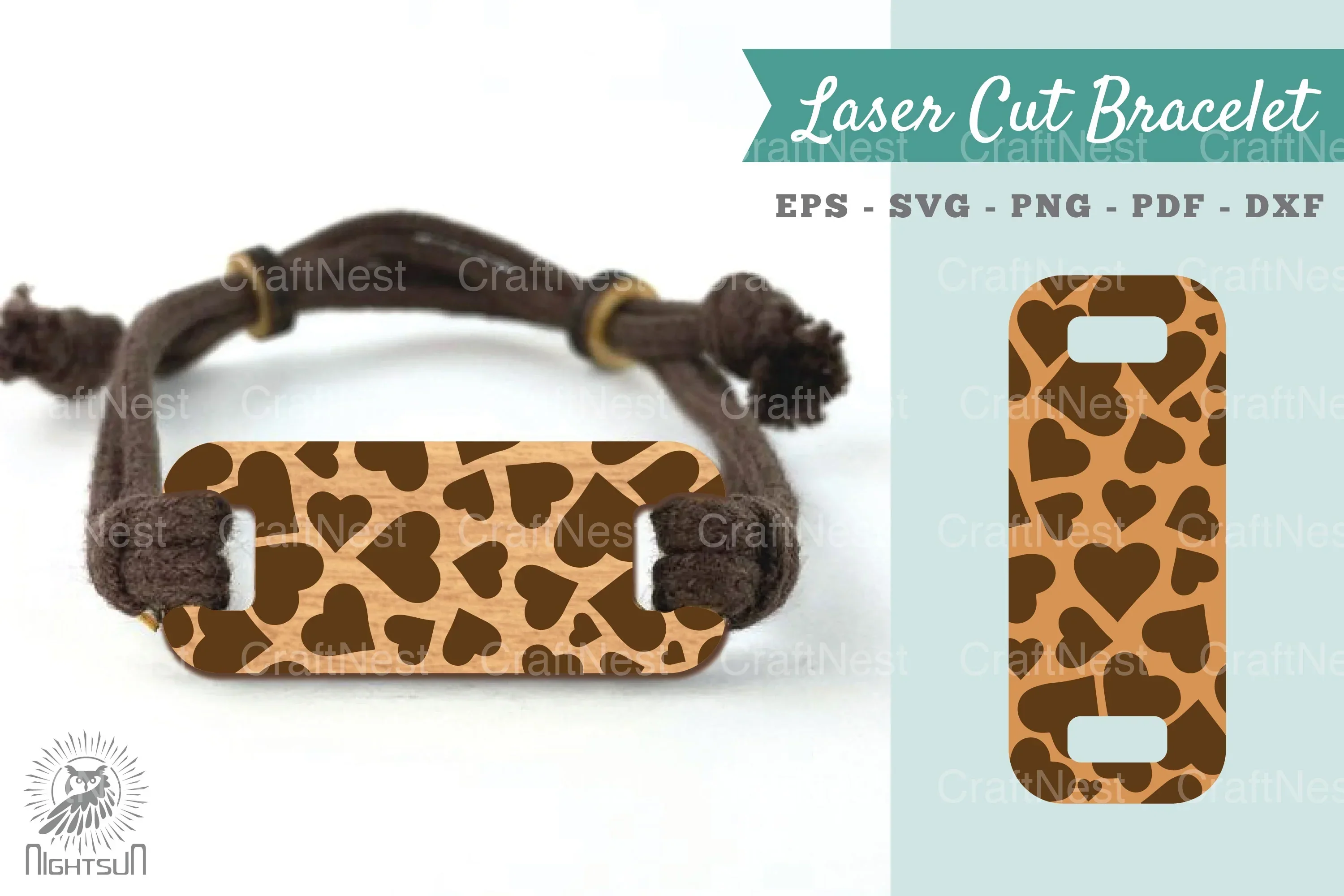 Heart Pattern Laser Cut Bracelet Design Bundle