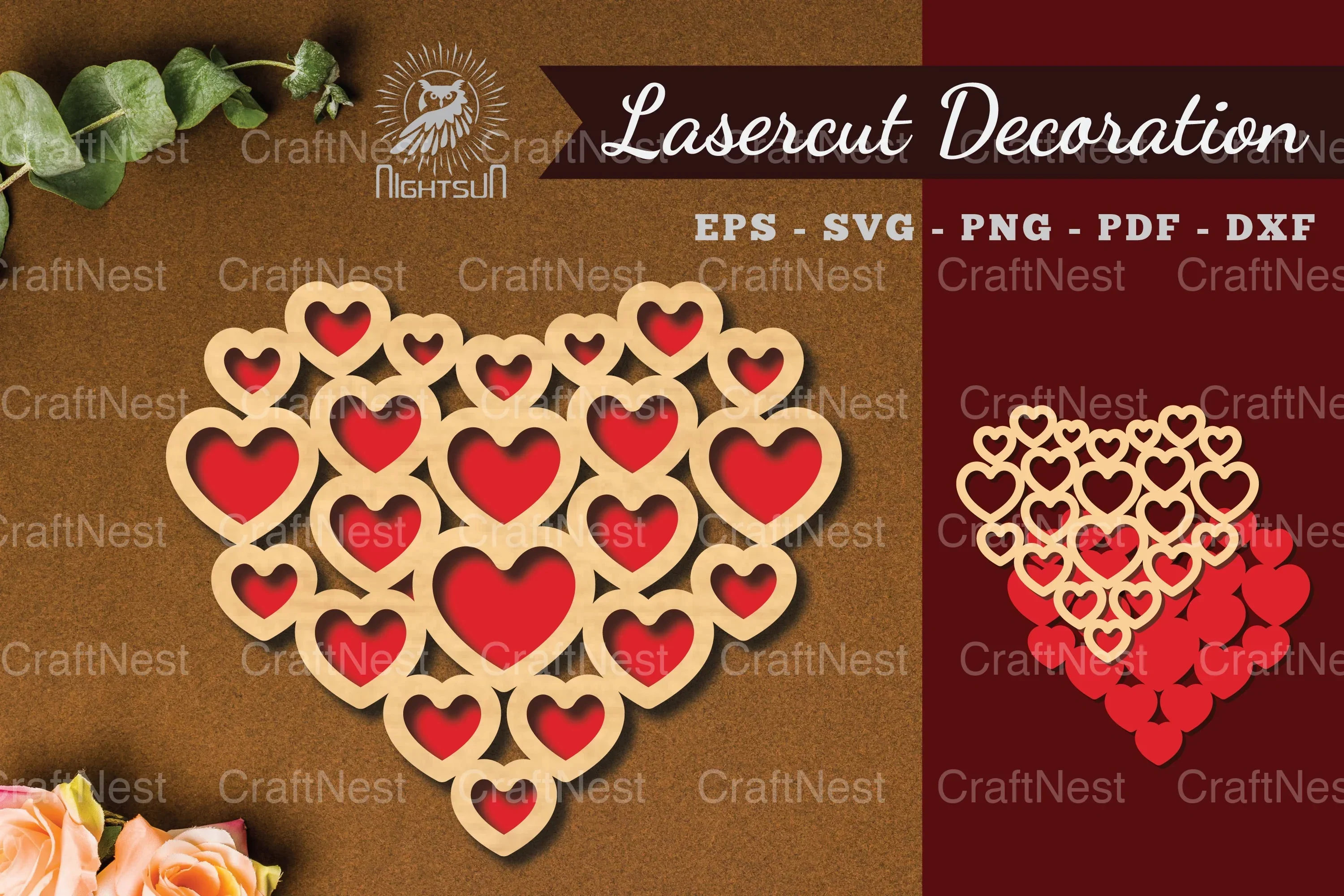 Heart Pattern Laser Cut Decoration Clipart Bundle