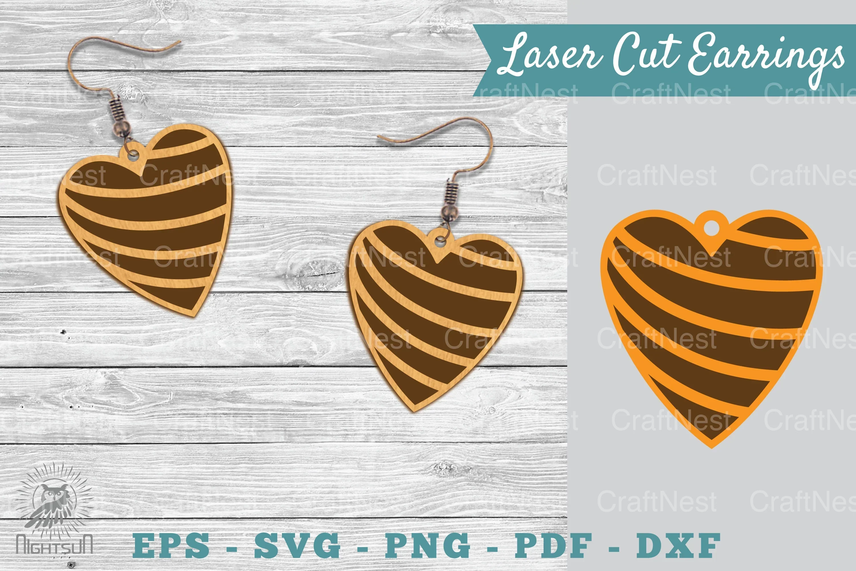 Heart Shape Laser Cut Earrings SVG Bundle