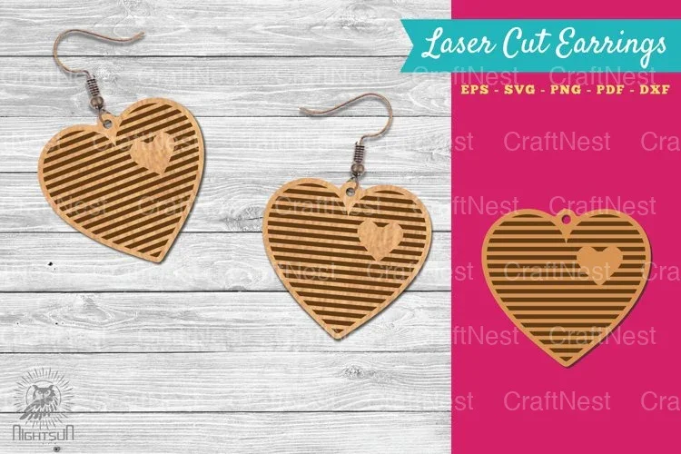 Heart Shape Lasercut Earrings Clipart Bundle