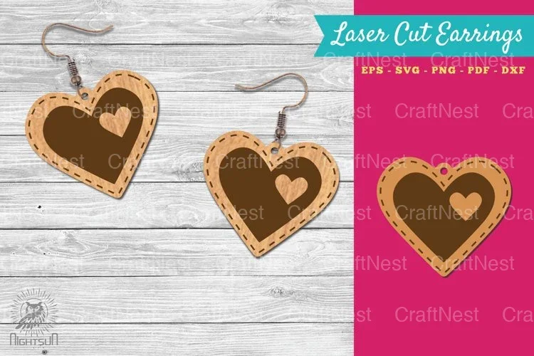 Heart Shape Lasercut Earrings Clipart Bundle