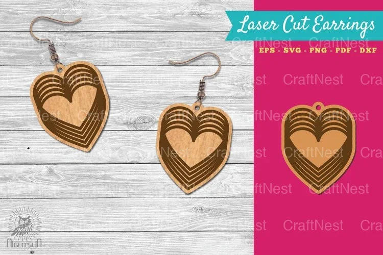 Heart Shape Lasercut Earrings Clipart Bundle