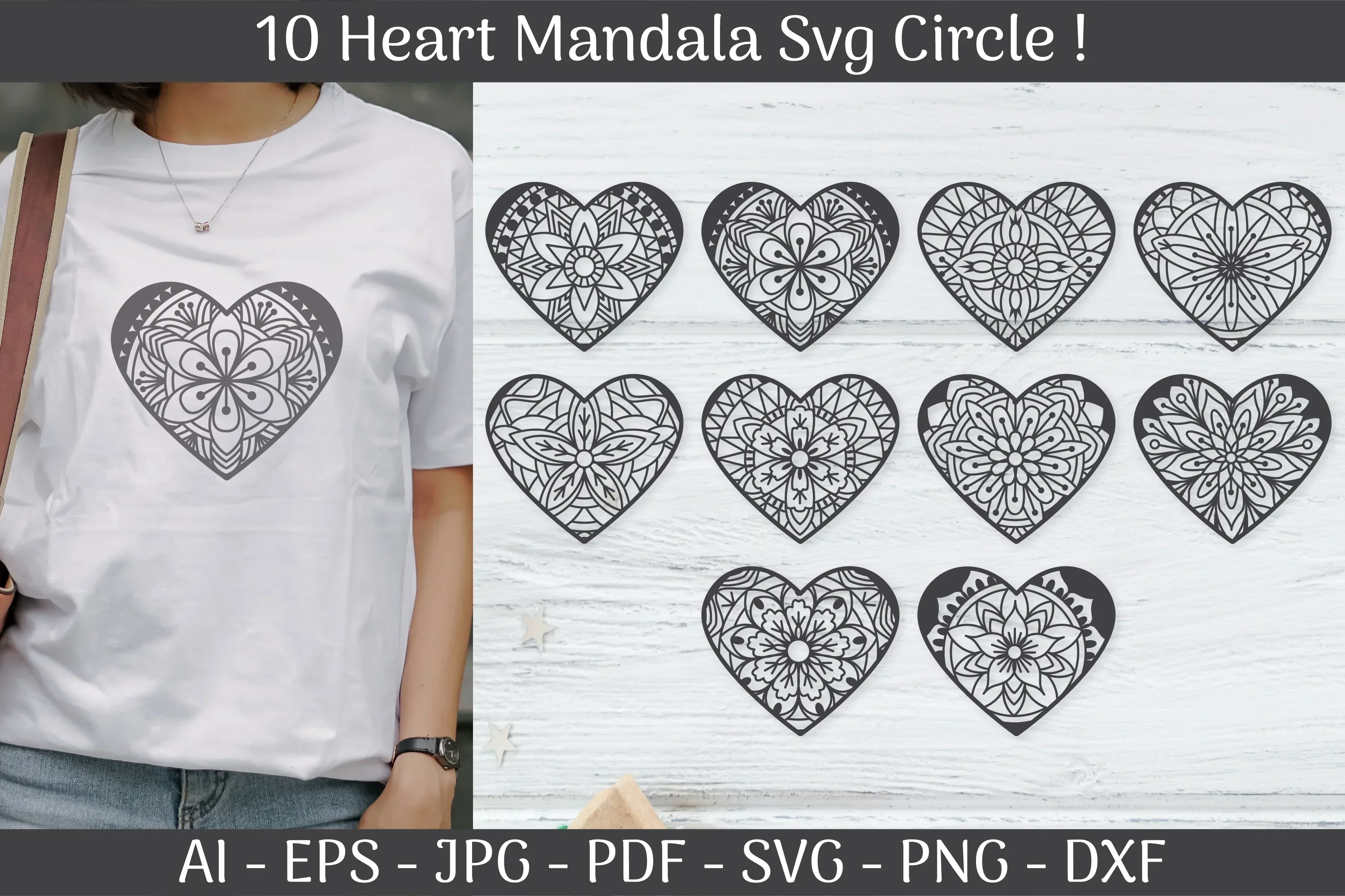 Heart SVG Cut Files Mandala Frame Templates SVG Bundle - Image 2