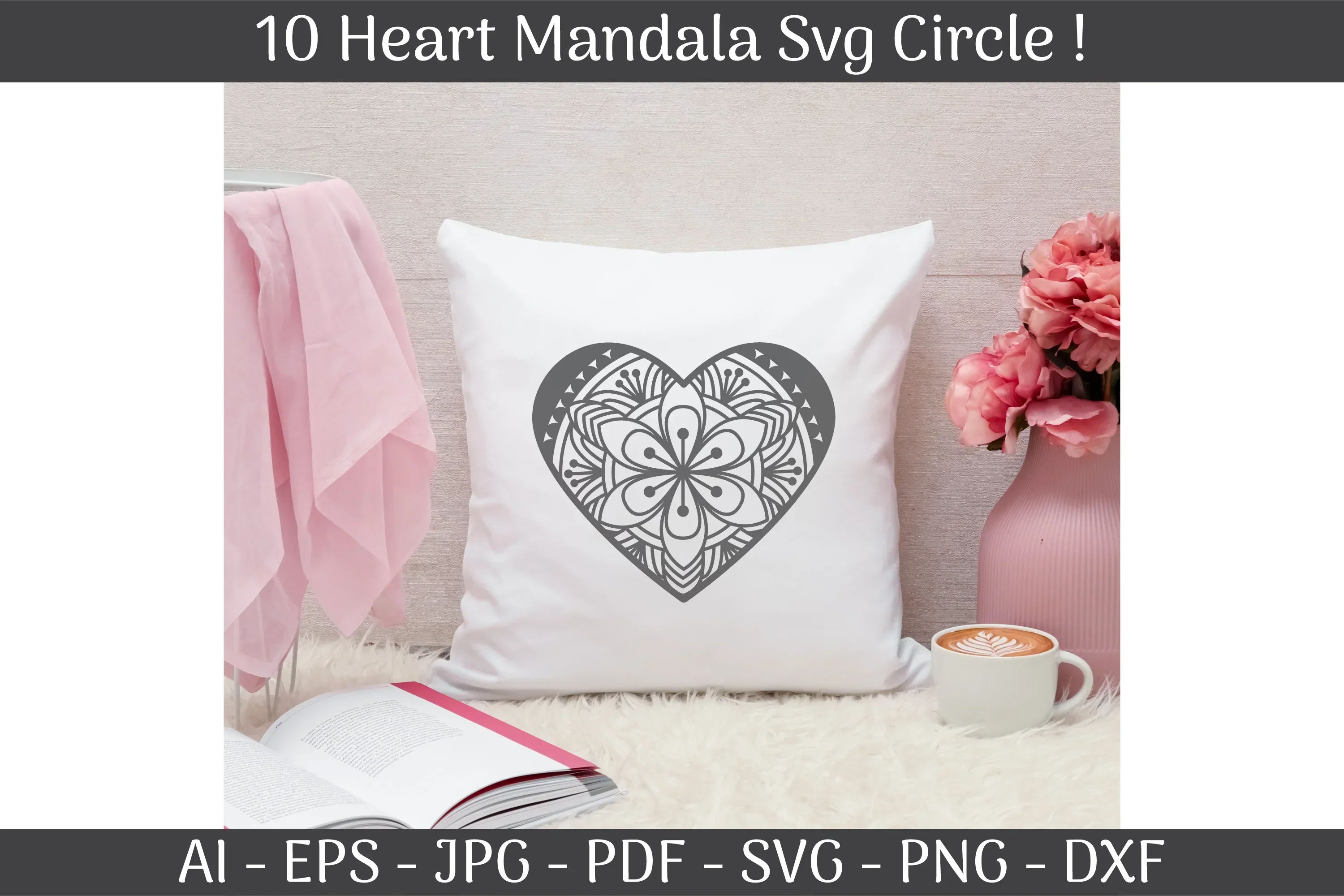 Heart SVG Cut Files Mandala Frame Templates SVG Bundle - Image 3