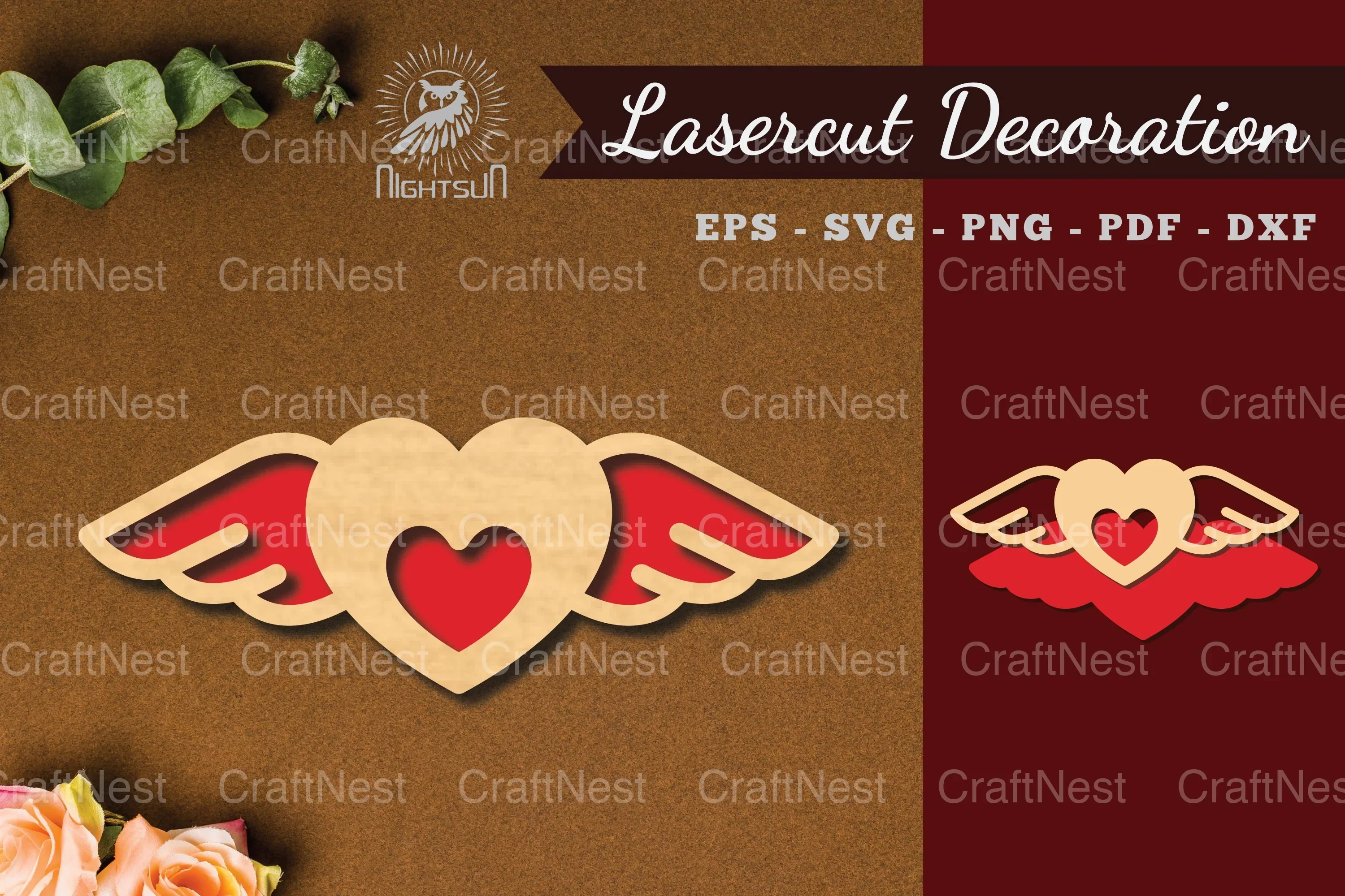 Heart Wings Laser Cut Decoration Bundle