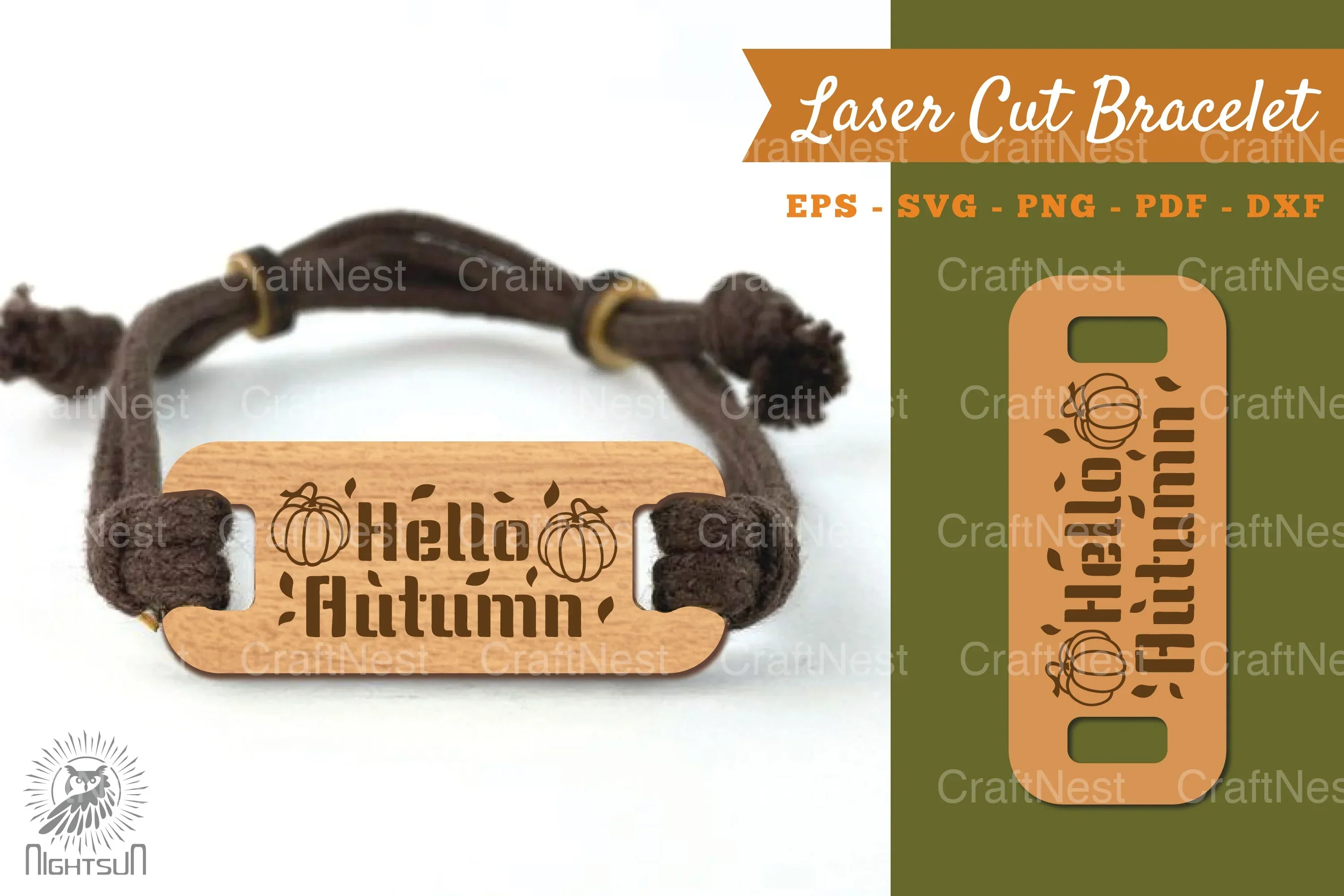 Hello Autumn Laser Cut Bracelet SVG Design Bundle