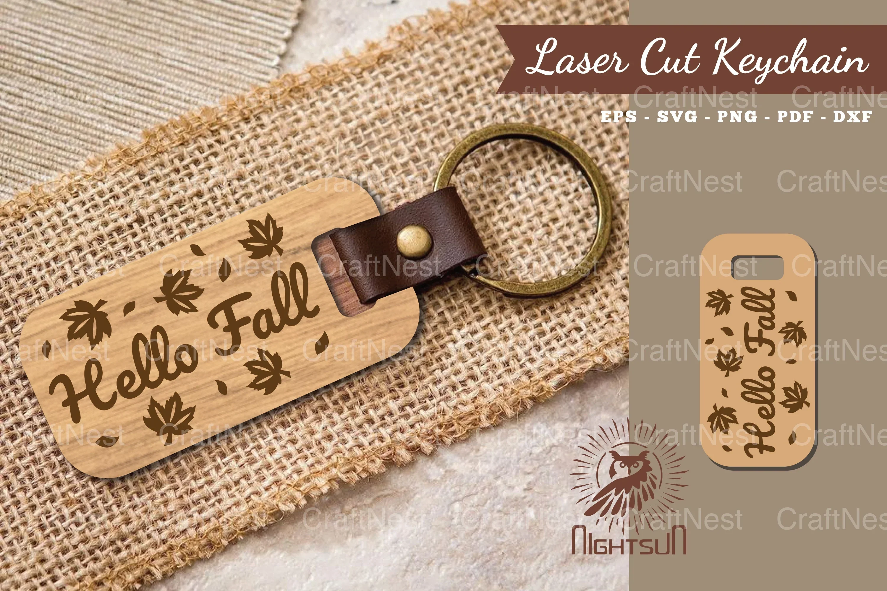 Hello Fall Laser Cut Keychain Design Bundle