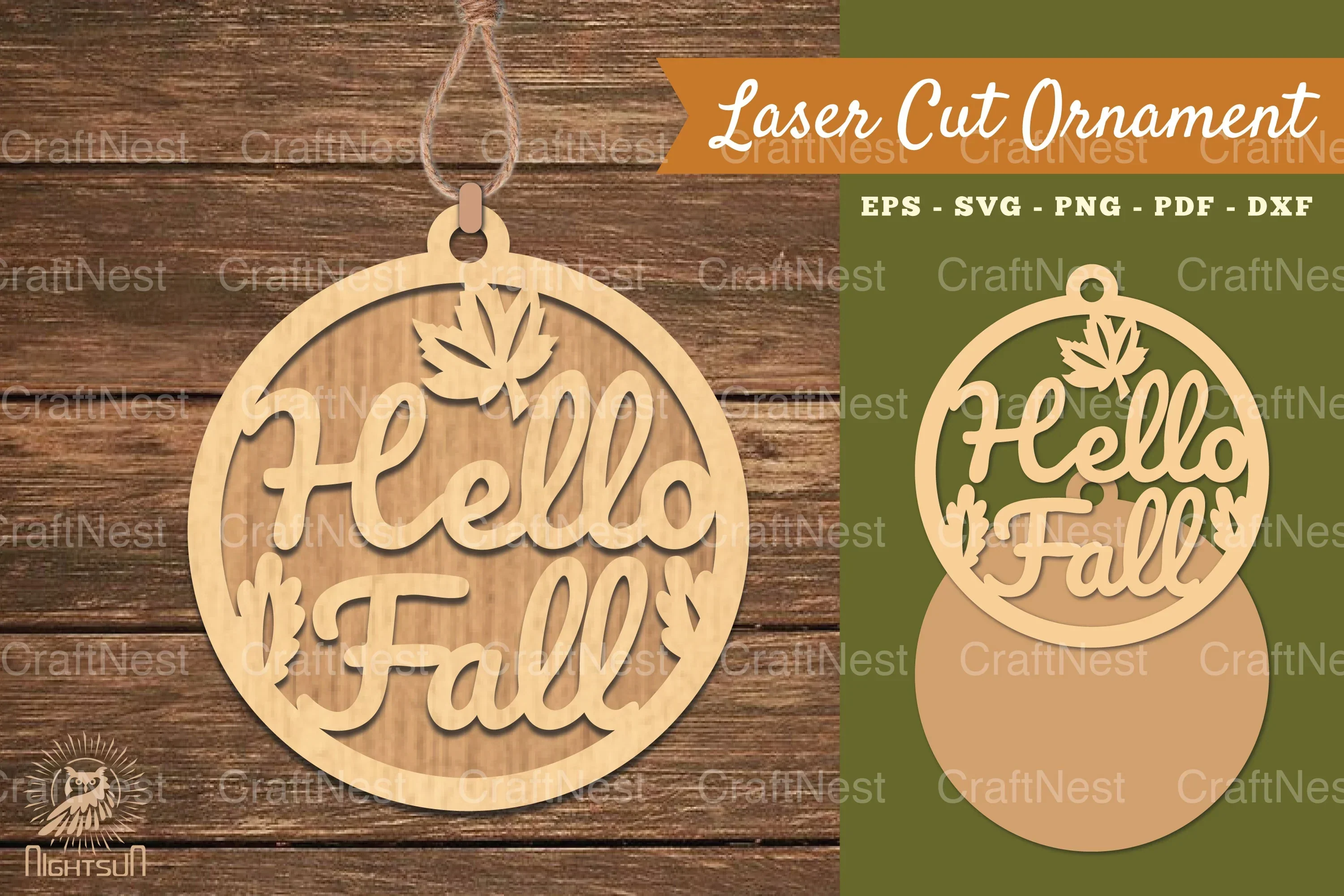Hello Fall Laser Cut Ornament SVG Bundle