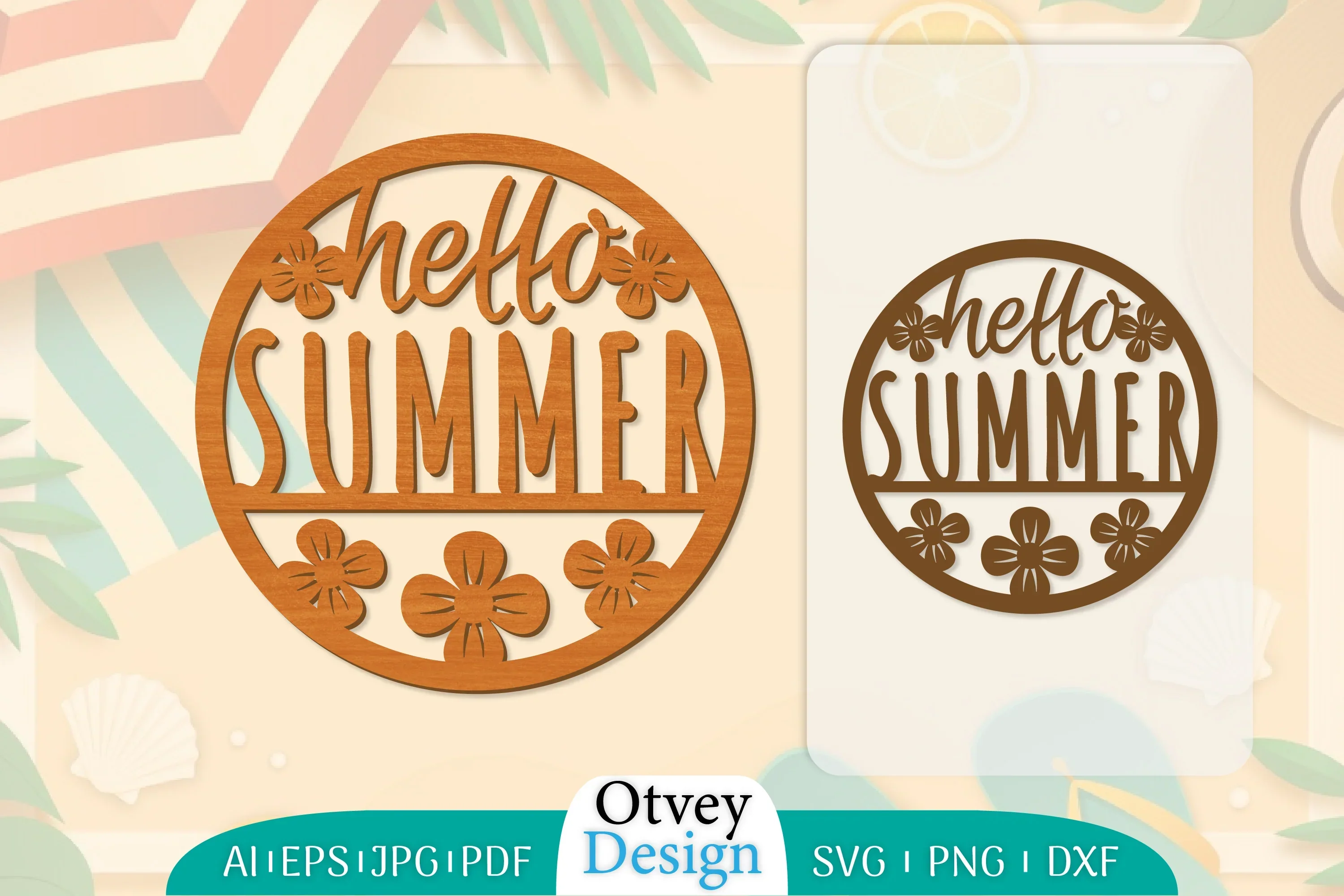Hello Summer Round Lasercut SVG Bundle