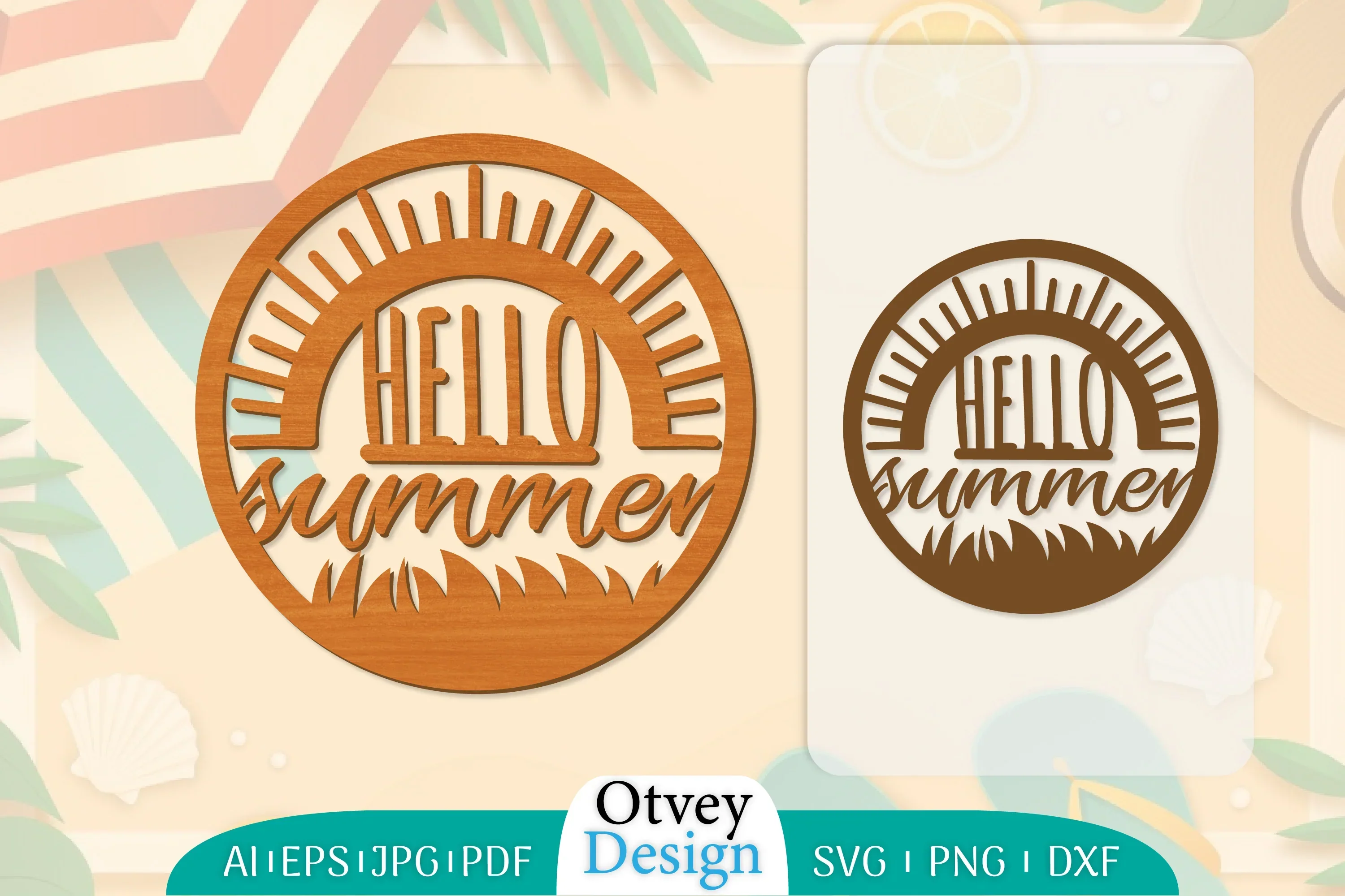 Hello Summer Round Lasercut SVG Bundle